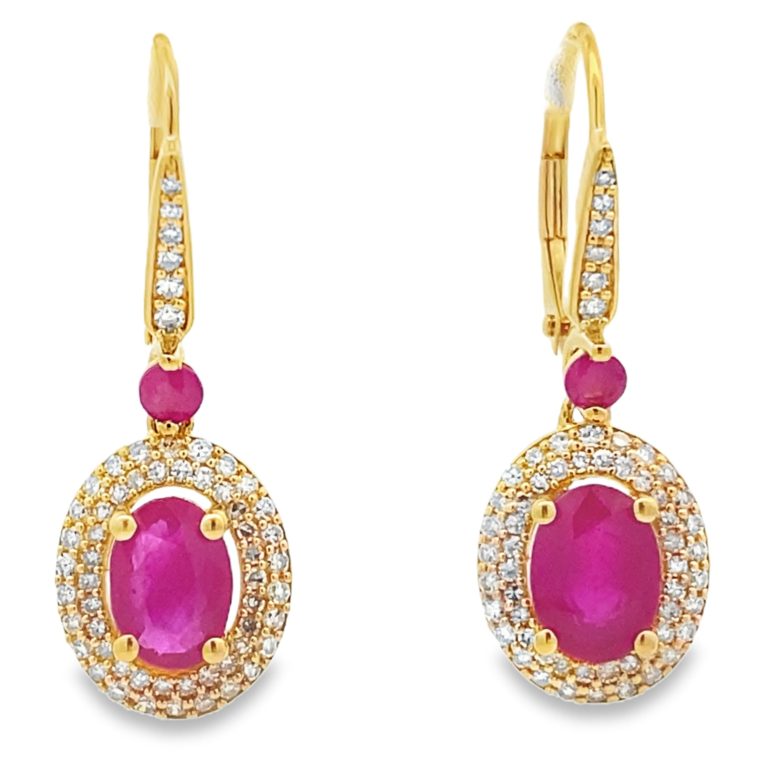 3.50ct Ruby Diamond Dangle Earrings 10KT Yellow Gold by Bids.com