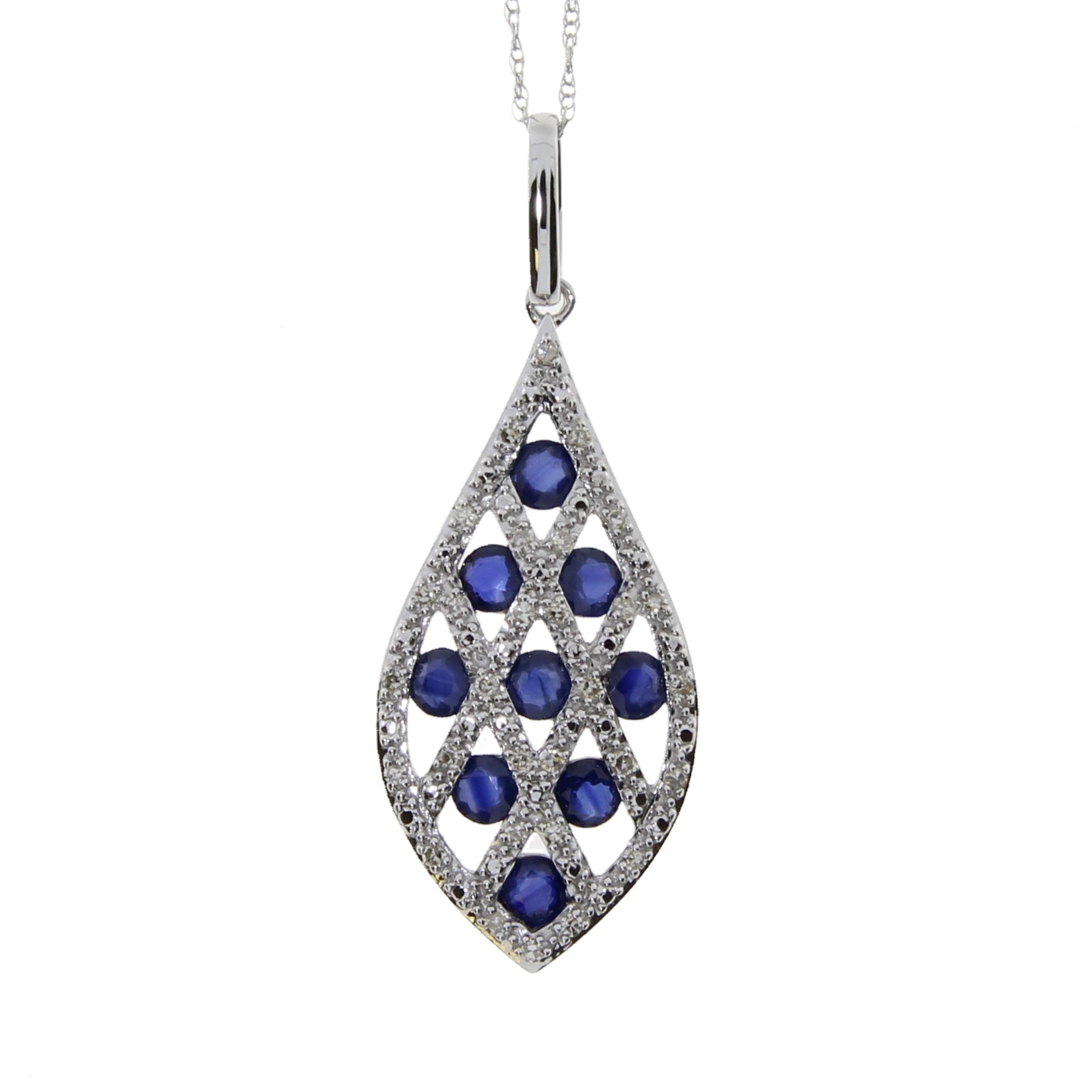 .58ct Sapphire Diamond Fashion Pendants 14KT White Gold by Bids.com