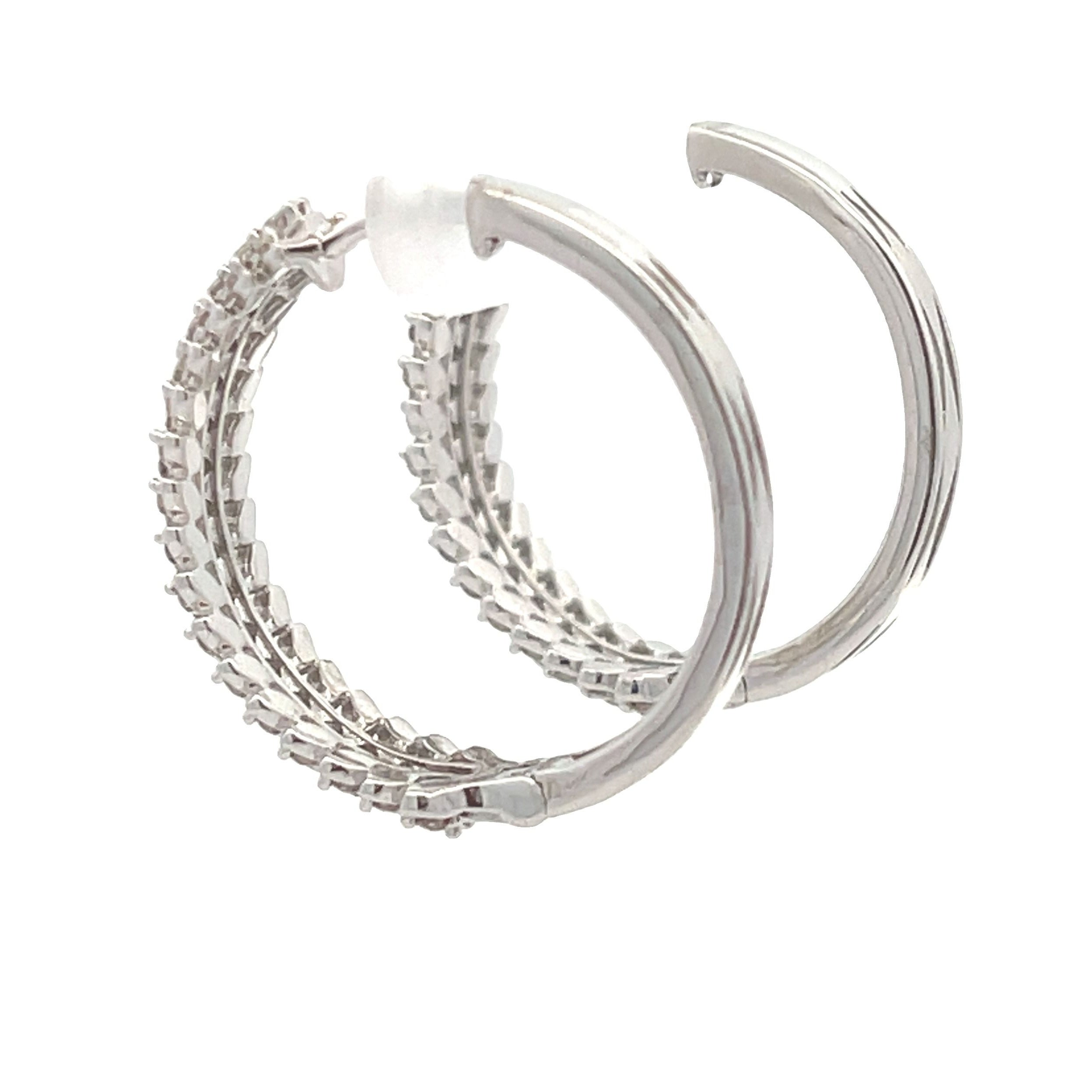 Natural 1.02ct Diamond Hoop Earrings 10KT White Gold by Bids.com