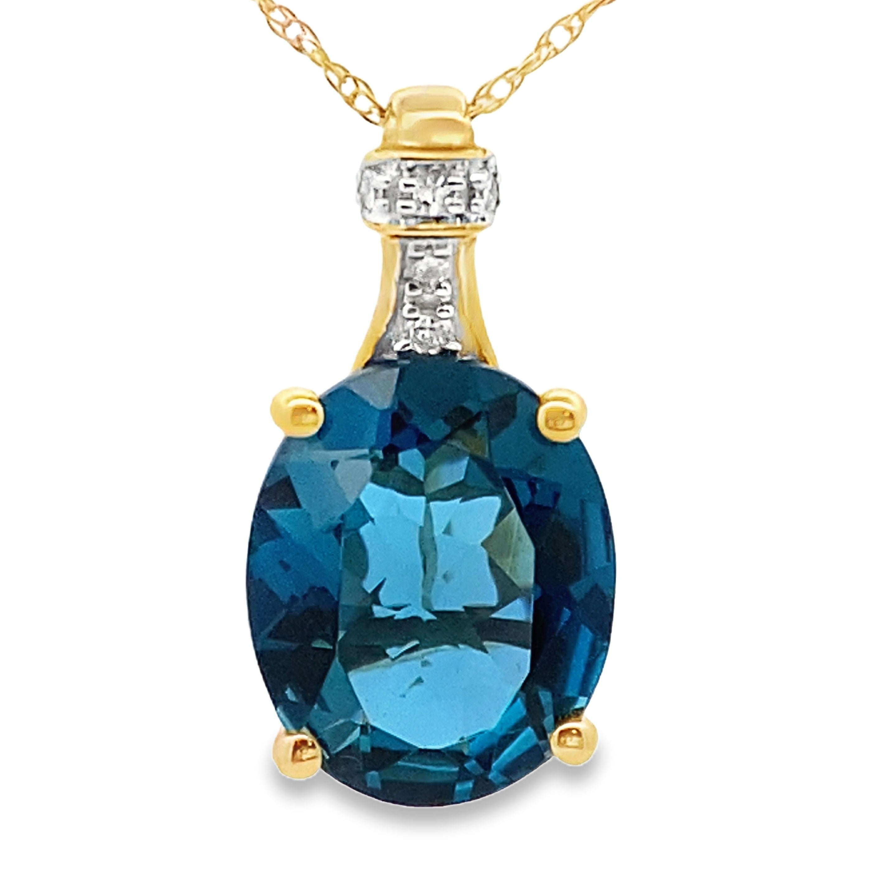London Blue Topaz Fashion Pendants 10KT Yellow Gold by Bids.com