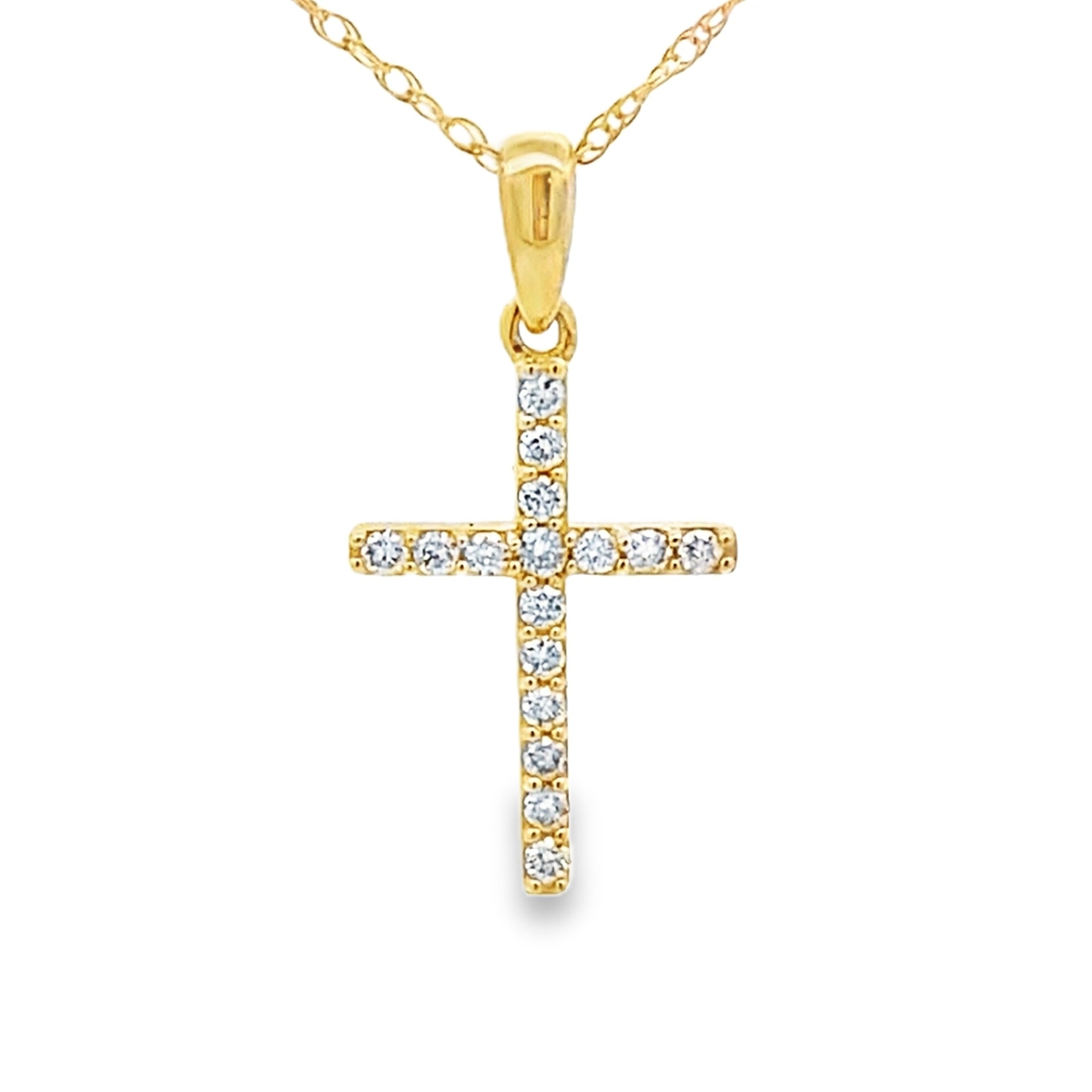 .10ct Diamond Cross Religious Pendant 14KT Yellow Gold by Bids.com