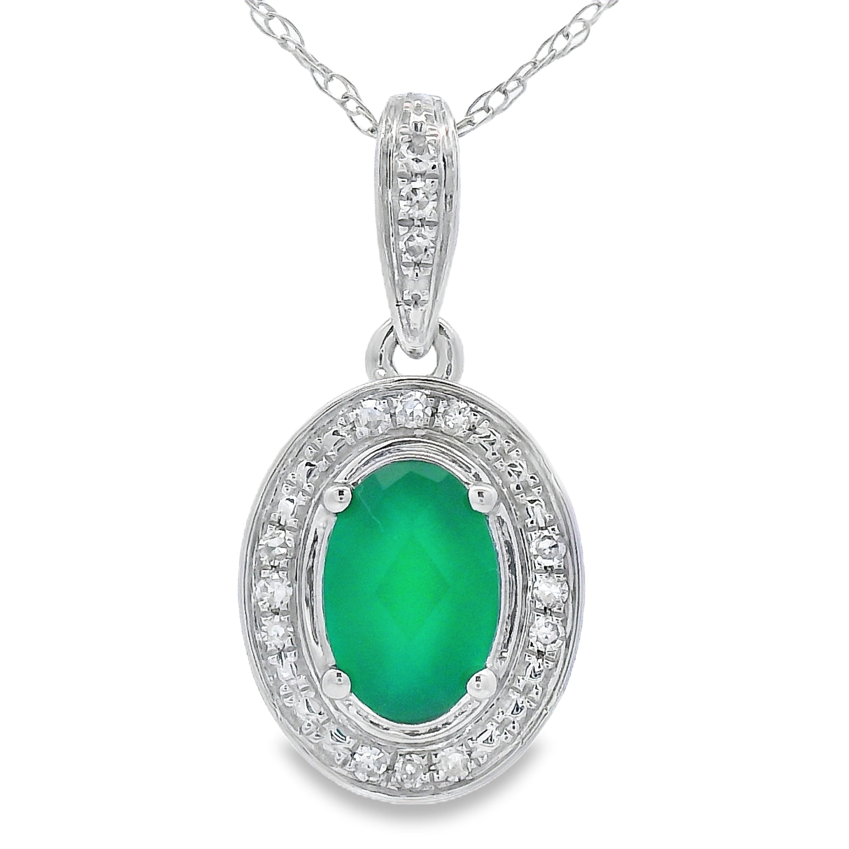Chalcedony Diamond Fashion Pendants 10KT White Gold by Bids.com