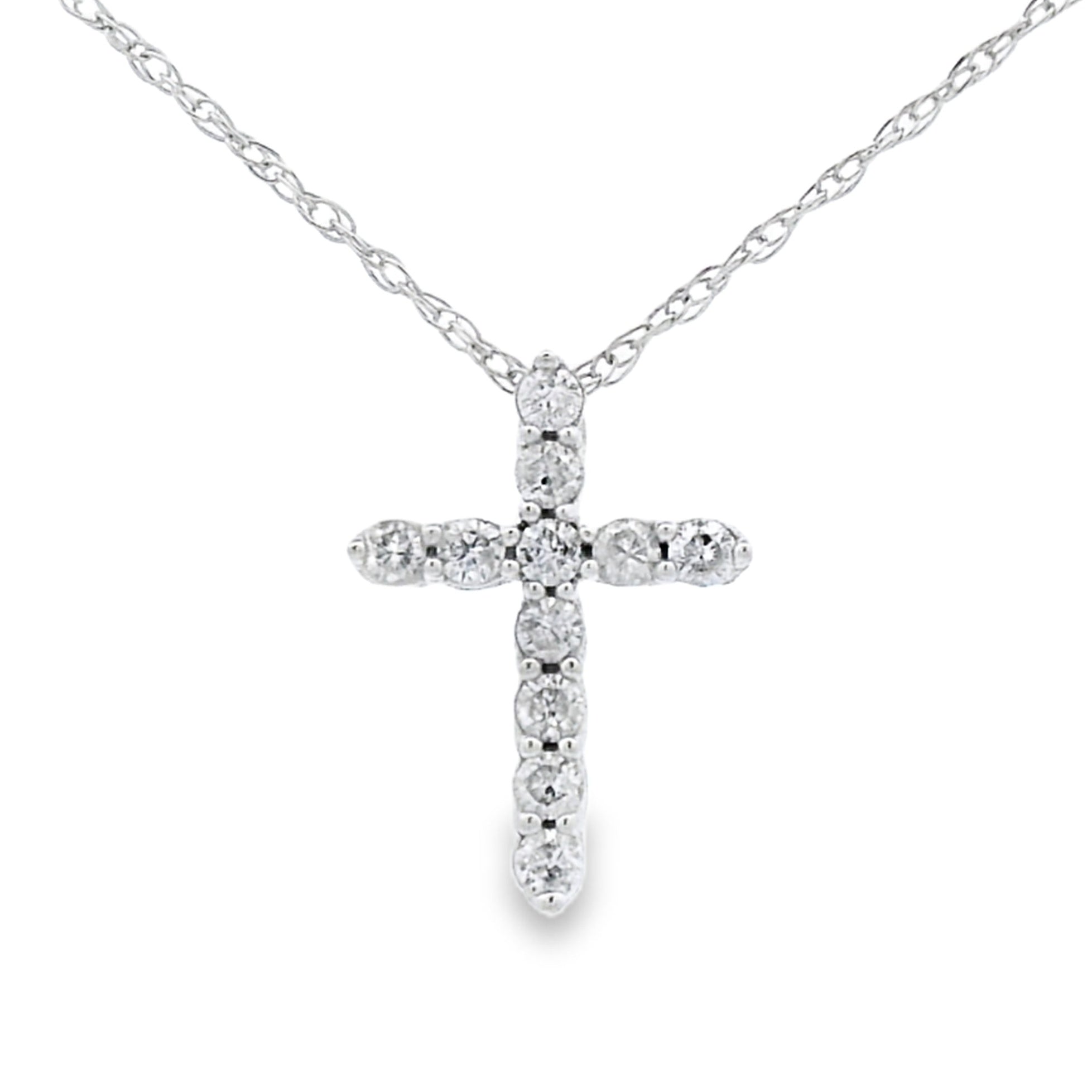 .12ct Diamond Cross Religious Pendant 14KT White Gold by Bids.com