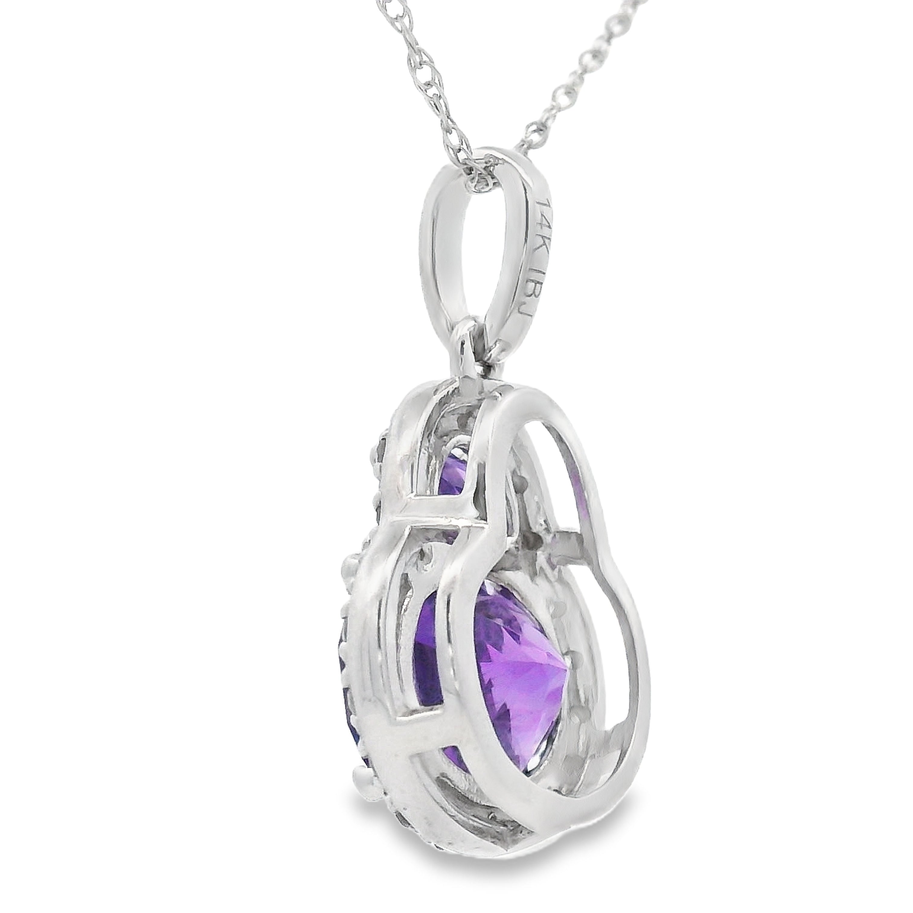 Amethyst Diamond Fashion Pendants 14KT White Gold by Bids.com