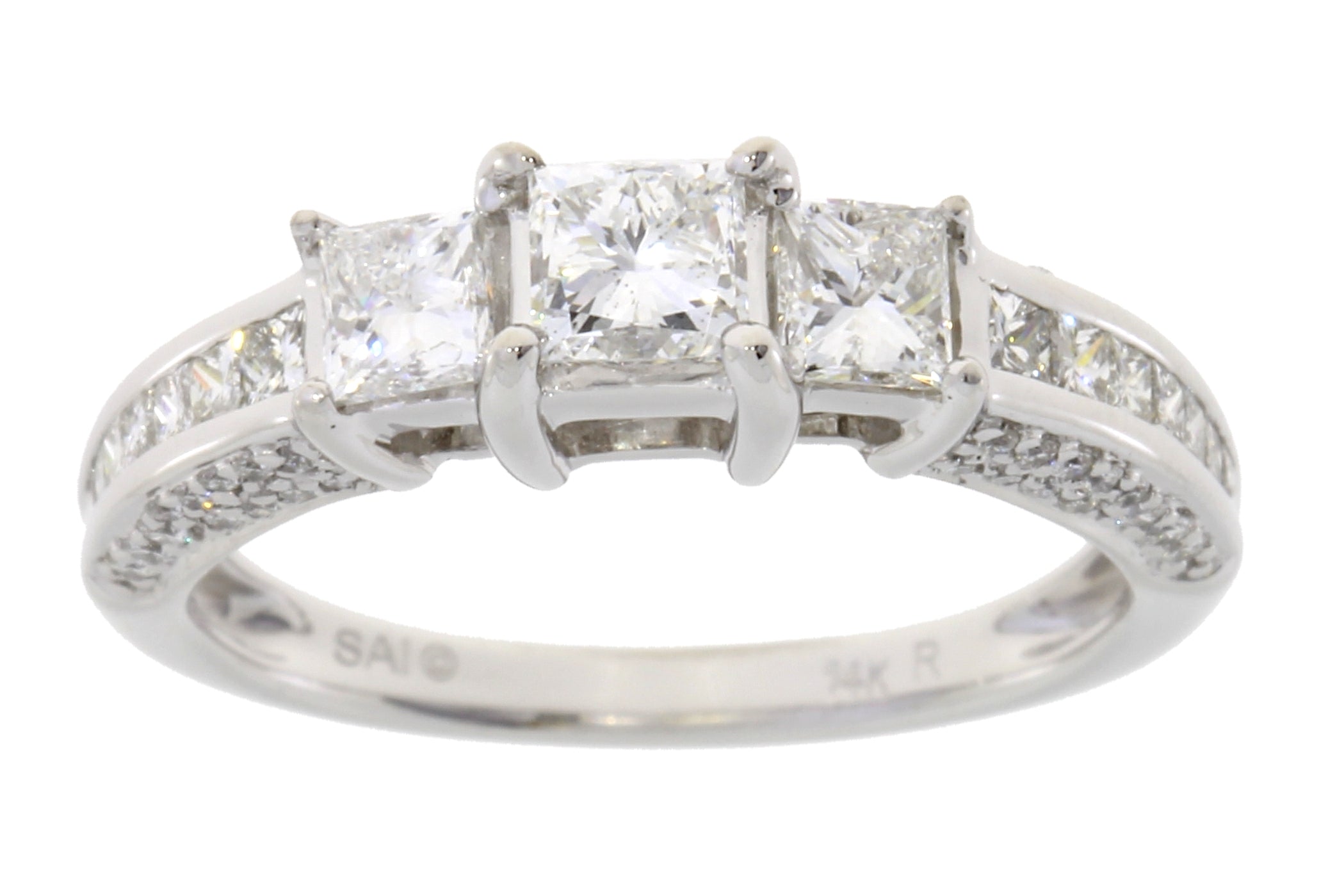 Genuine 1.50ct Diamond 3 Stone Ring 14KT White Gold by Bids.com