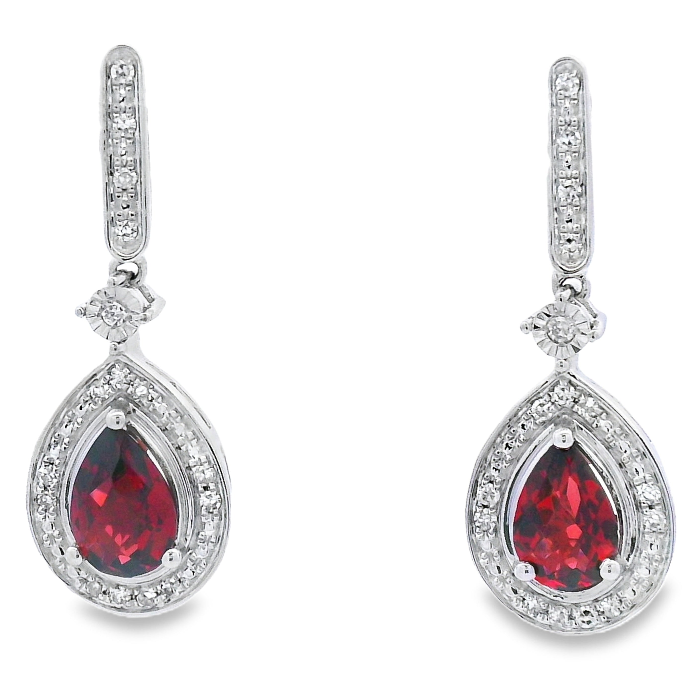 1.06ct Garnet Diamond Dangle Earrings 10KT White Gold by Bids.com