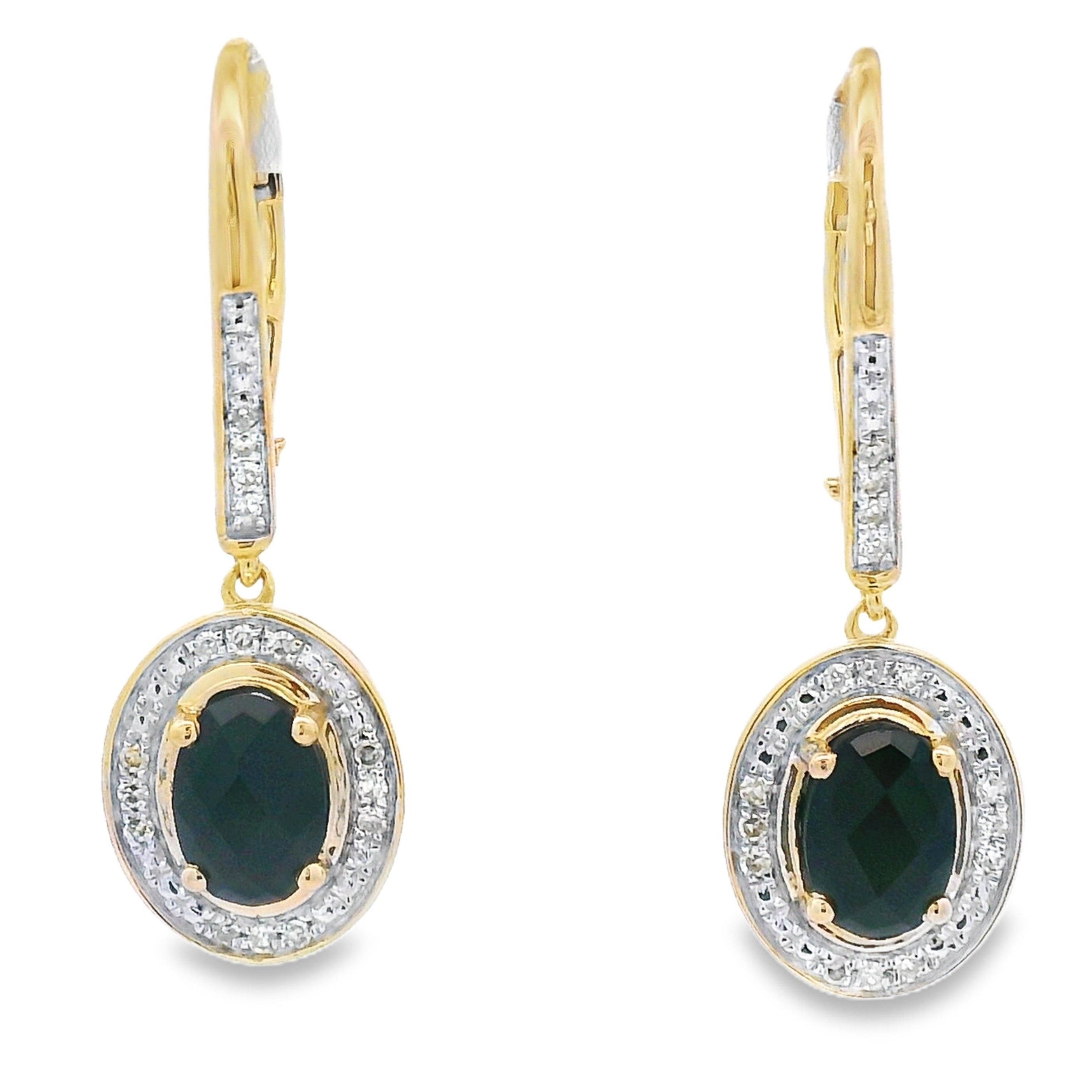 1.05ct Onyx Diamond Dangle Earrings 10KT Yellow Gold by Bids.com