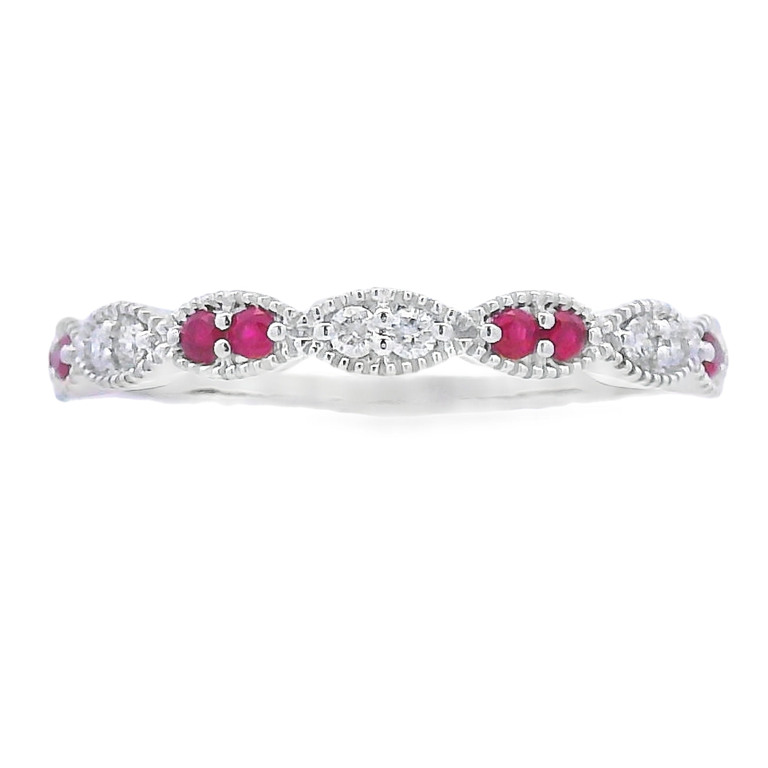 .25ct Ruby Diamond stackable band set 14KT White Gold by Bids.com