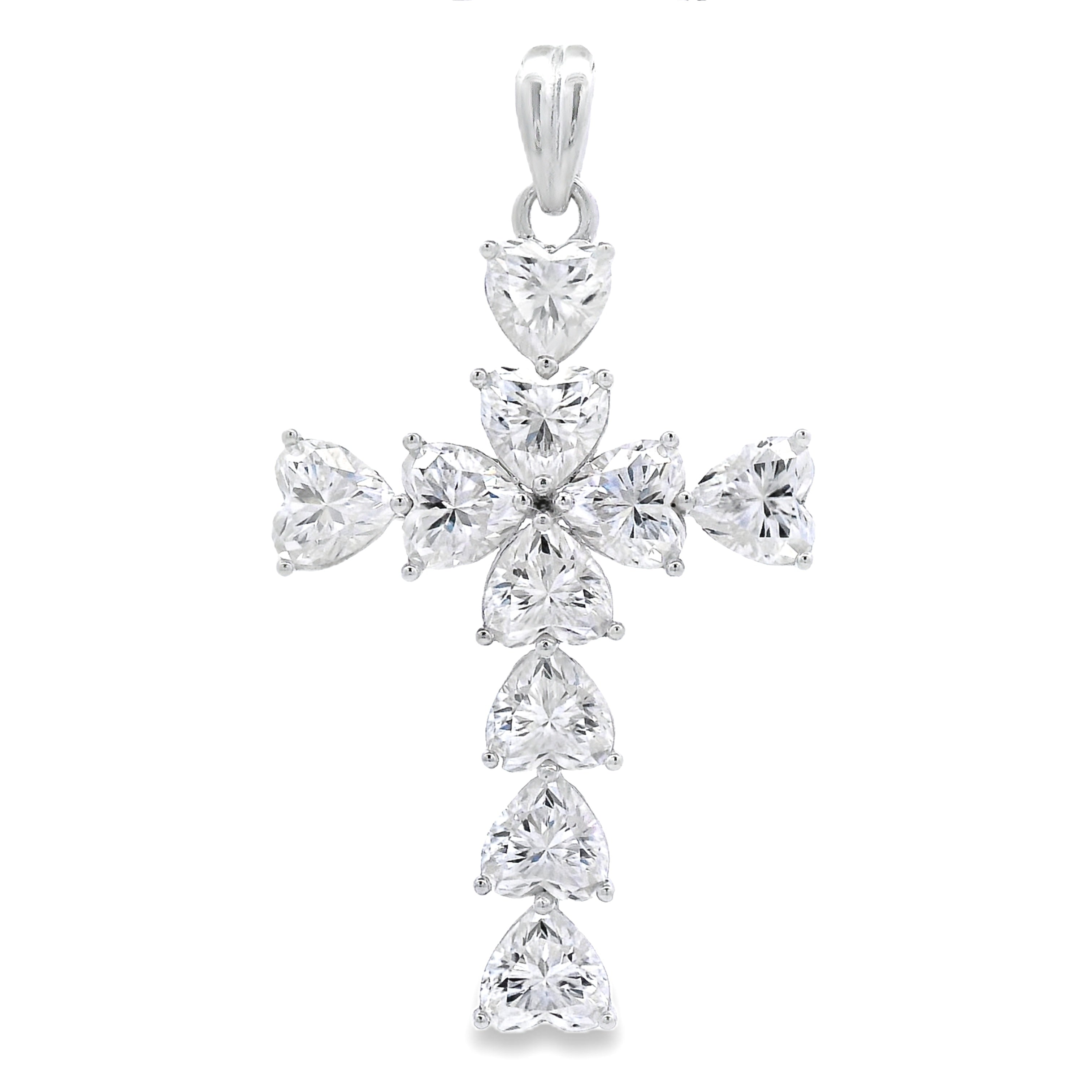 Moissanite Cross Religious Pendant Sterling Silver by Bids.com