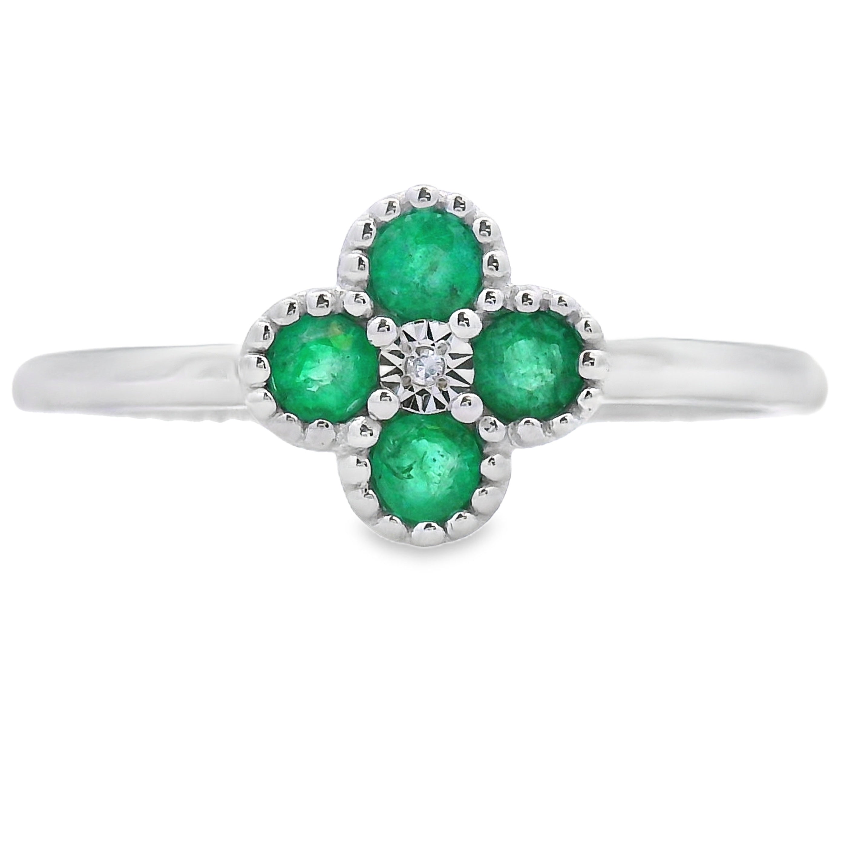Genuine .15ct Emerald Diamond Ring 10KT White Gold by Bids.com