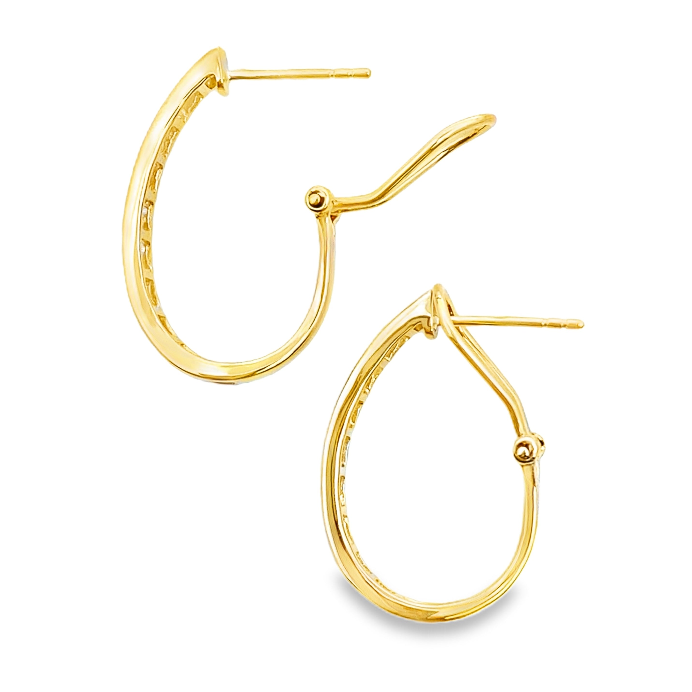 Genuine 1.00ct Diamond Hoop Earrings 14KT Yellow Gold by Bids.com