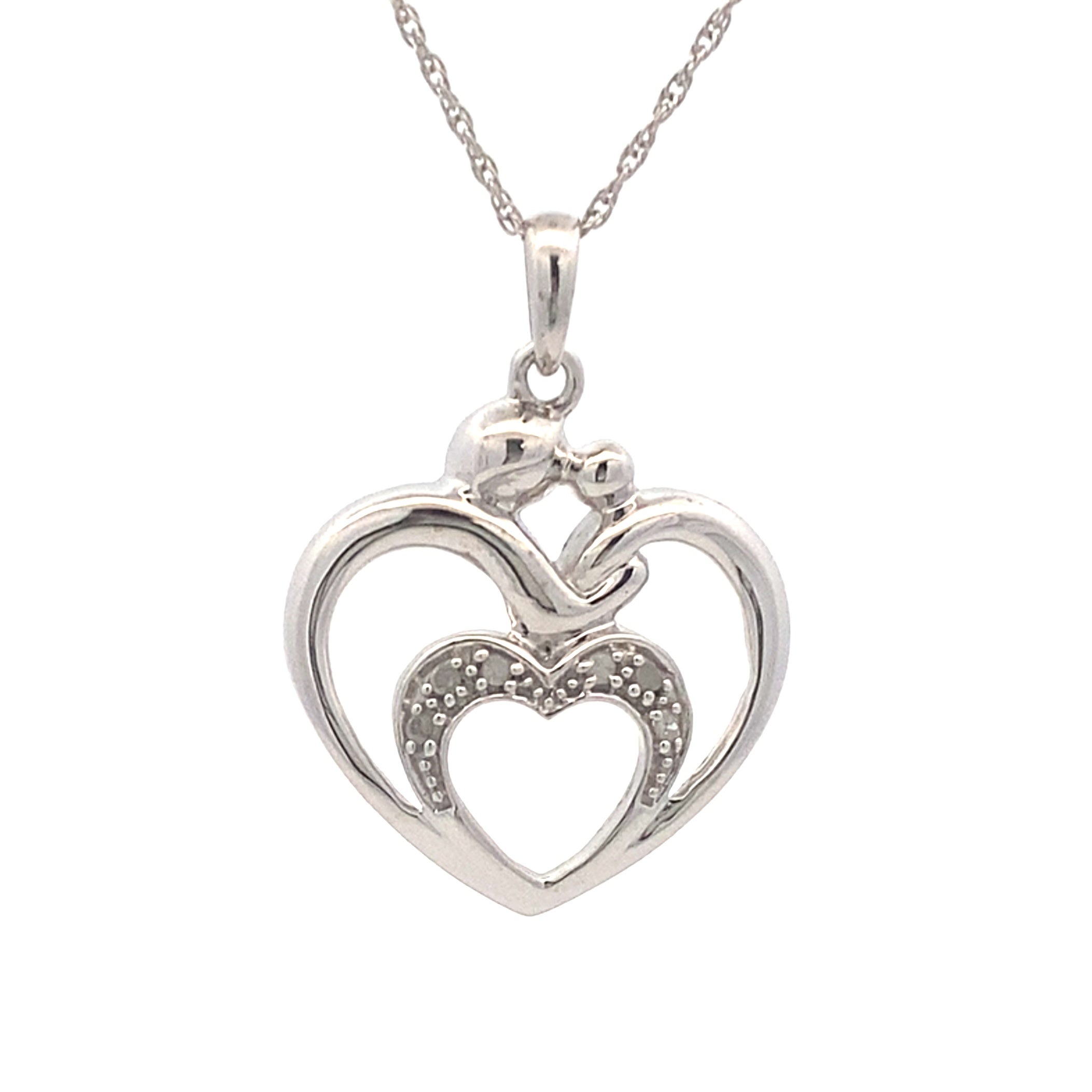 .10ct Diamond Heart Love Pendant Sterling Silver by Bids.com