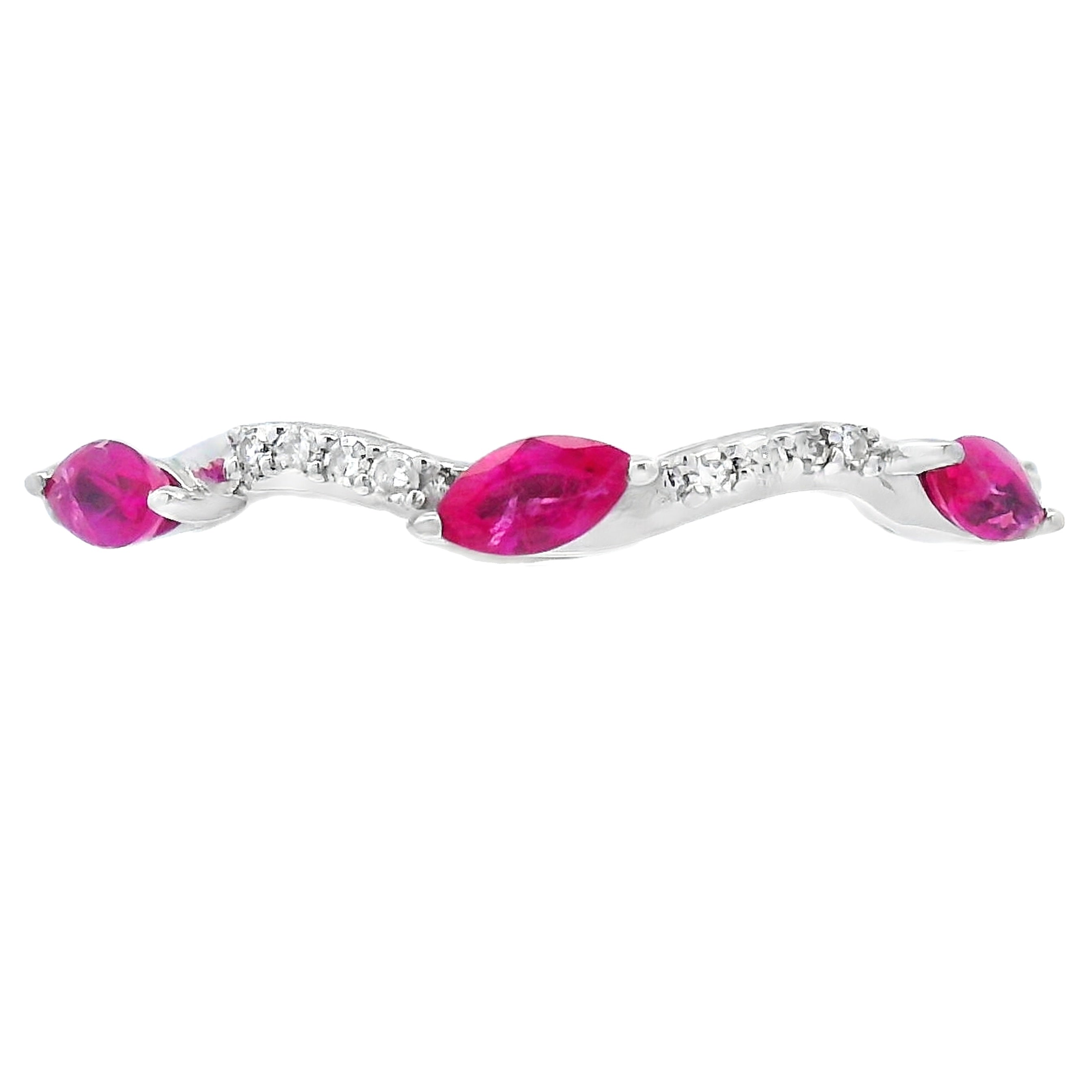 .21ct Ruby Diamond stackable band set 14KT White Gold by Bids.com