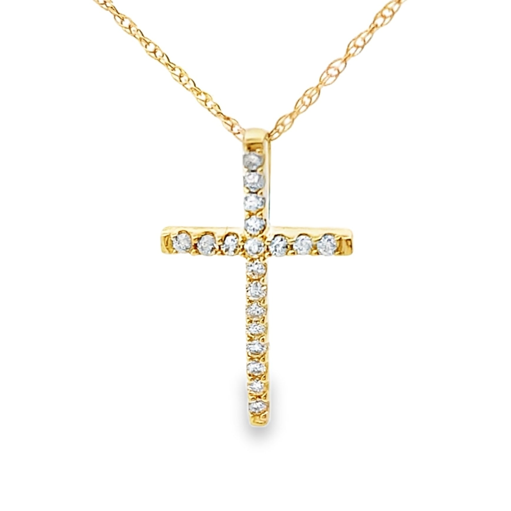 .10ct Diamond Cross Religious Pendant 14KT Yellow Gold by Bids.com