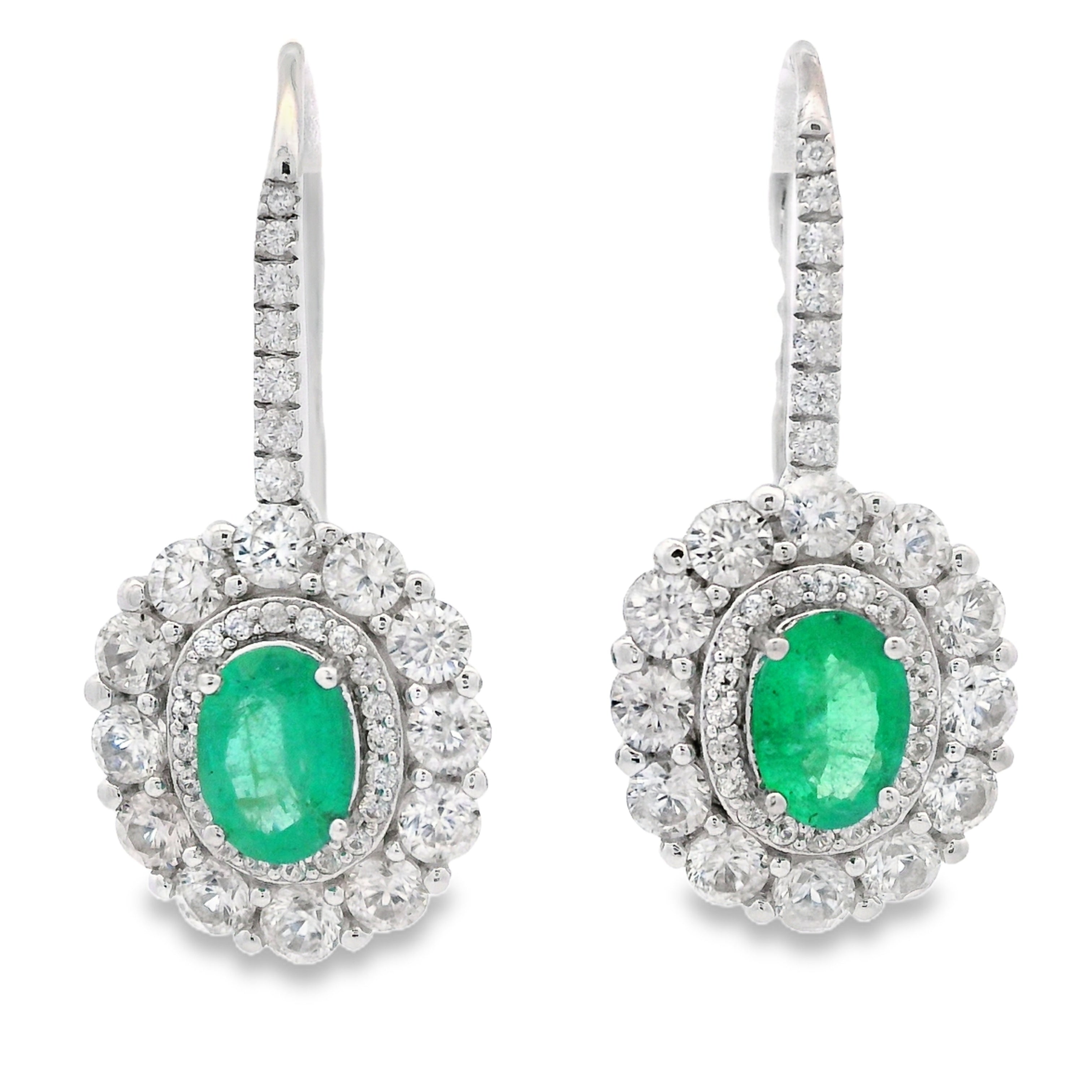 5.28ct Emerald Zircon Dangle Earrings Sterling Silver by Bids.com