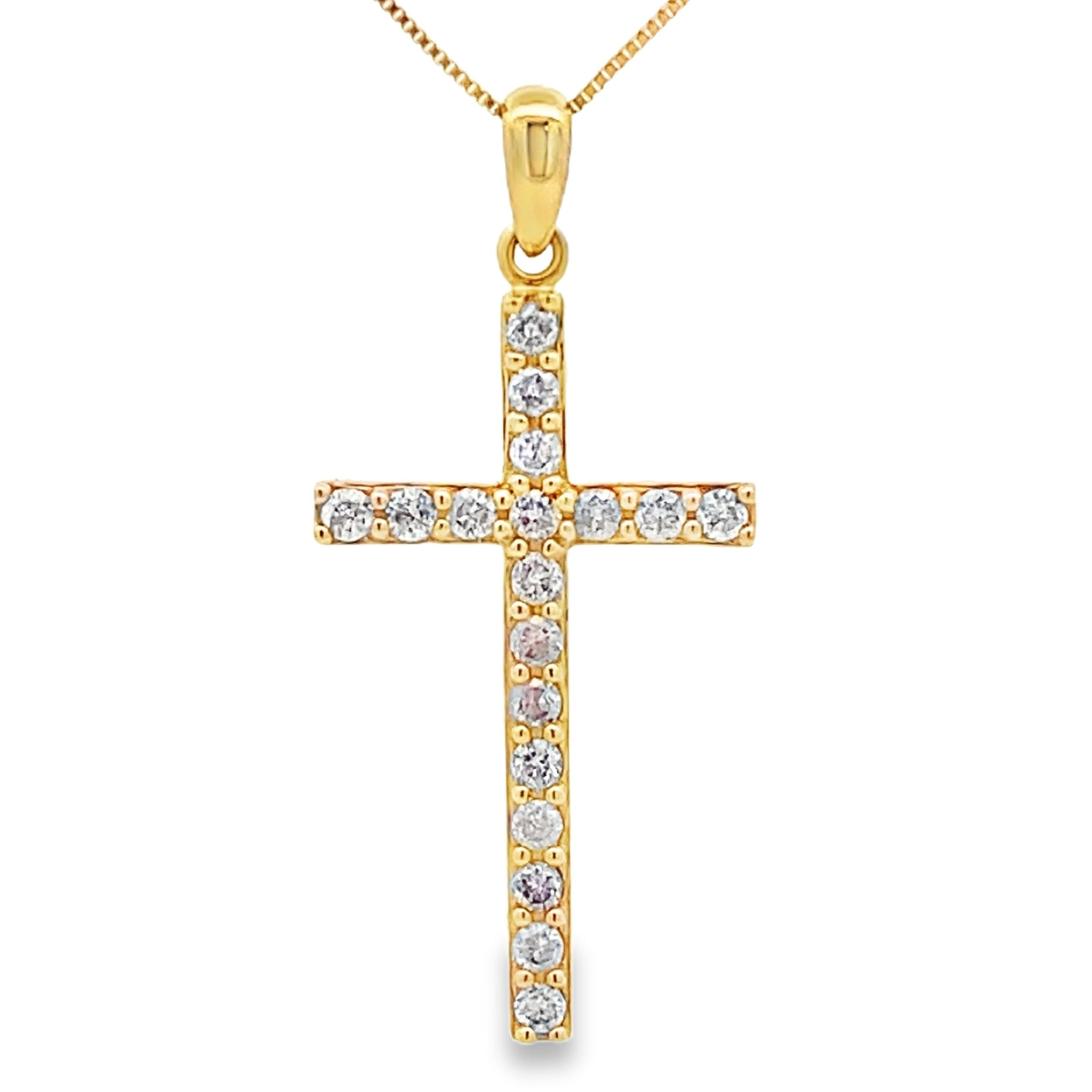 .25ct Diamond Cross Religious Pendant 14KT Yellow Gold by Bids.com