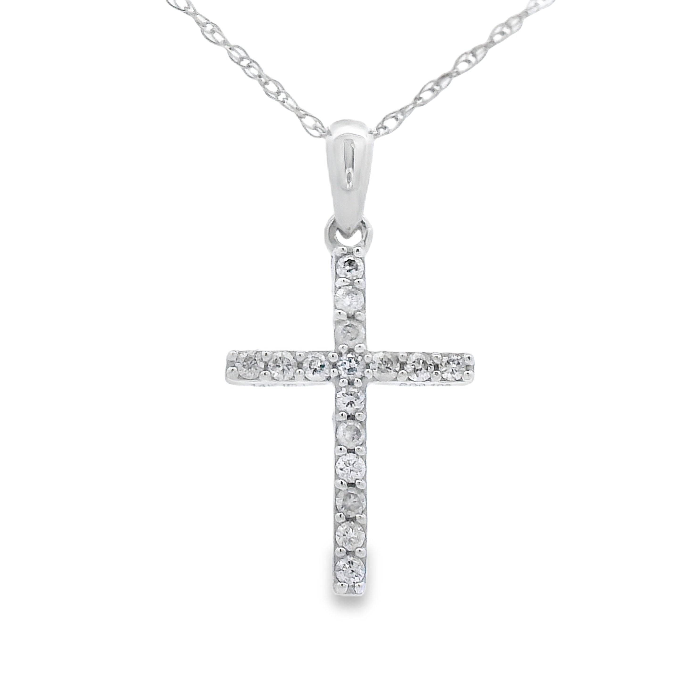 .11ct Diamond Cross Religious Pendant 14KT White Gold by Bids.com