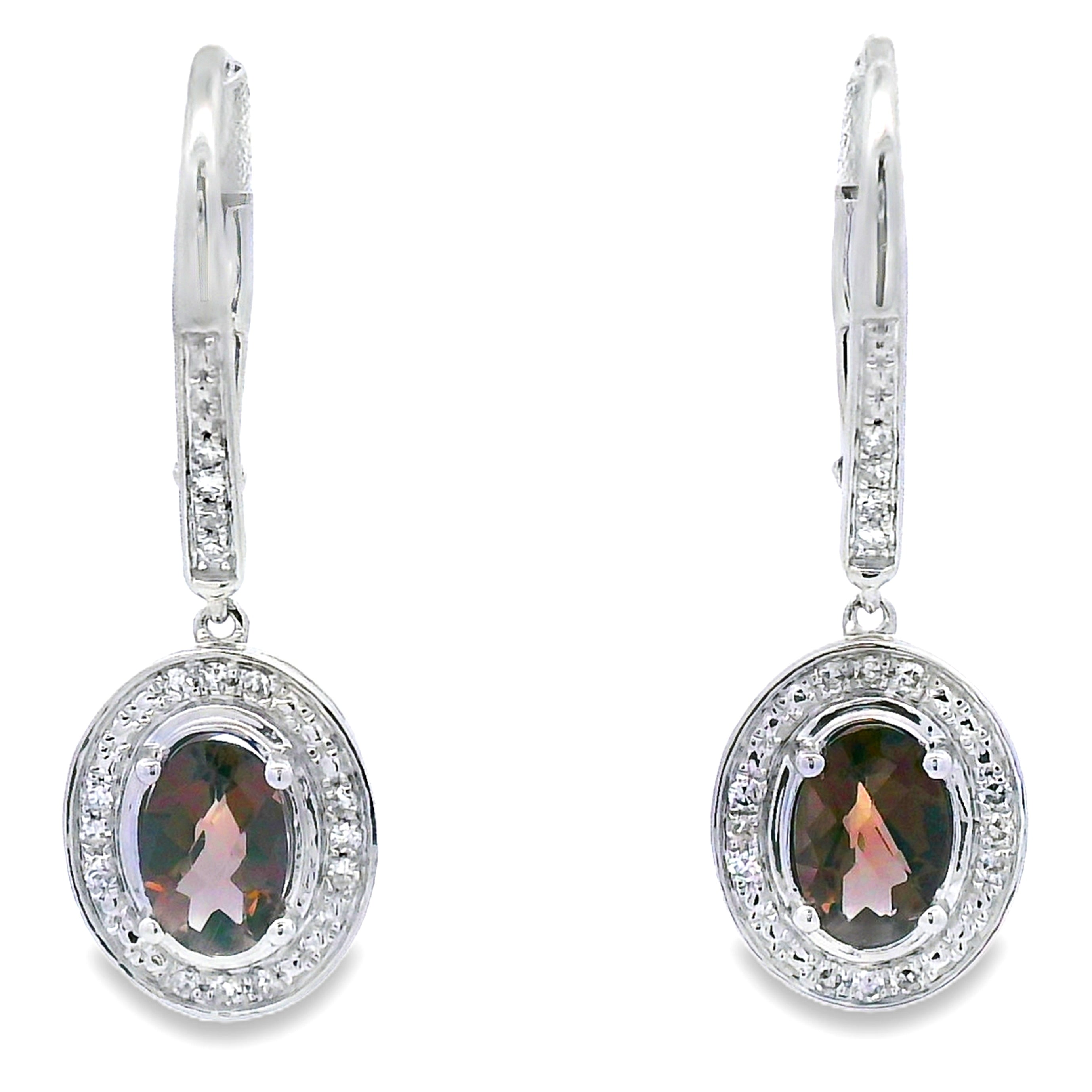 .81ct Quartz Diamond Dangle Earrings 10KT White Gold by Bids.com