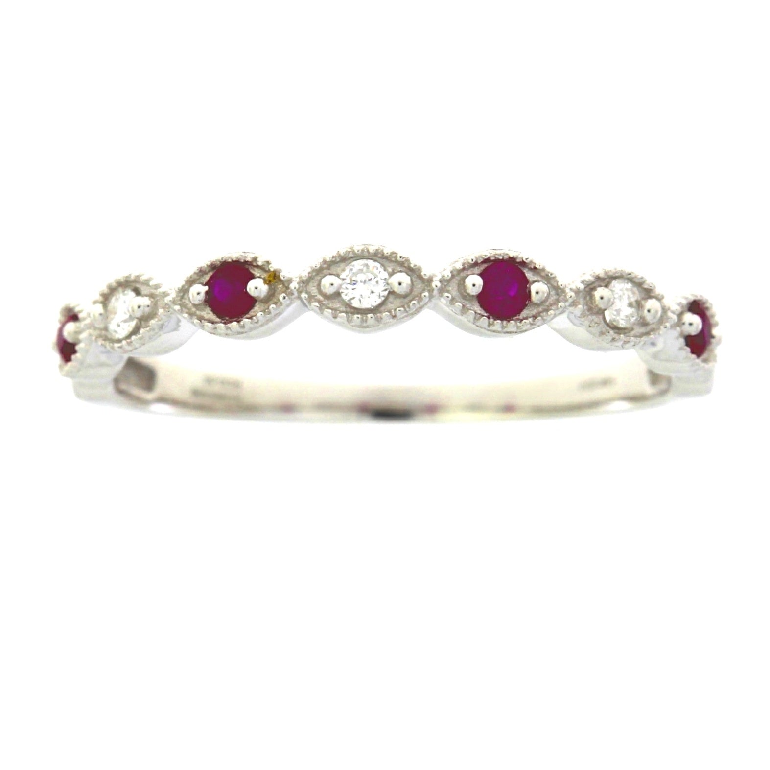 .15ct Ruby Diamond Wedding Band Ring 14KT White Gold by Bids.com