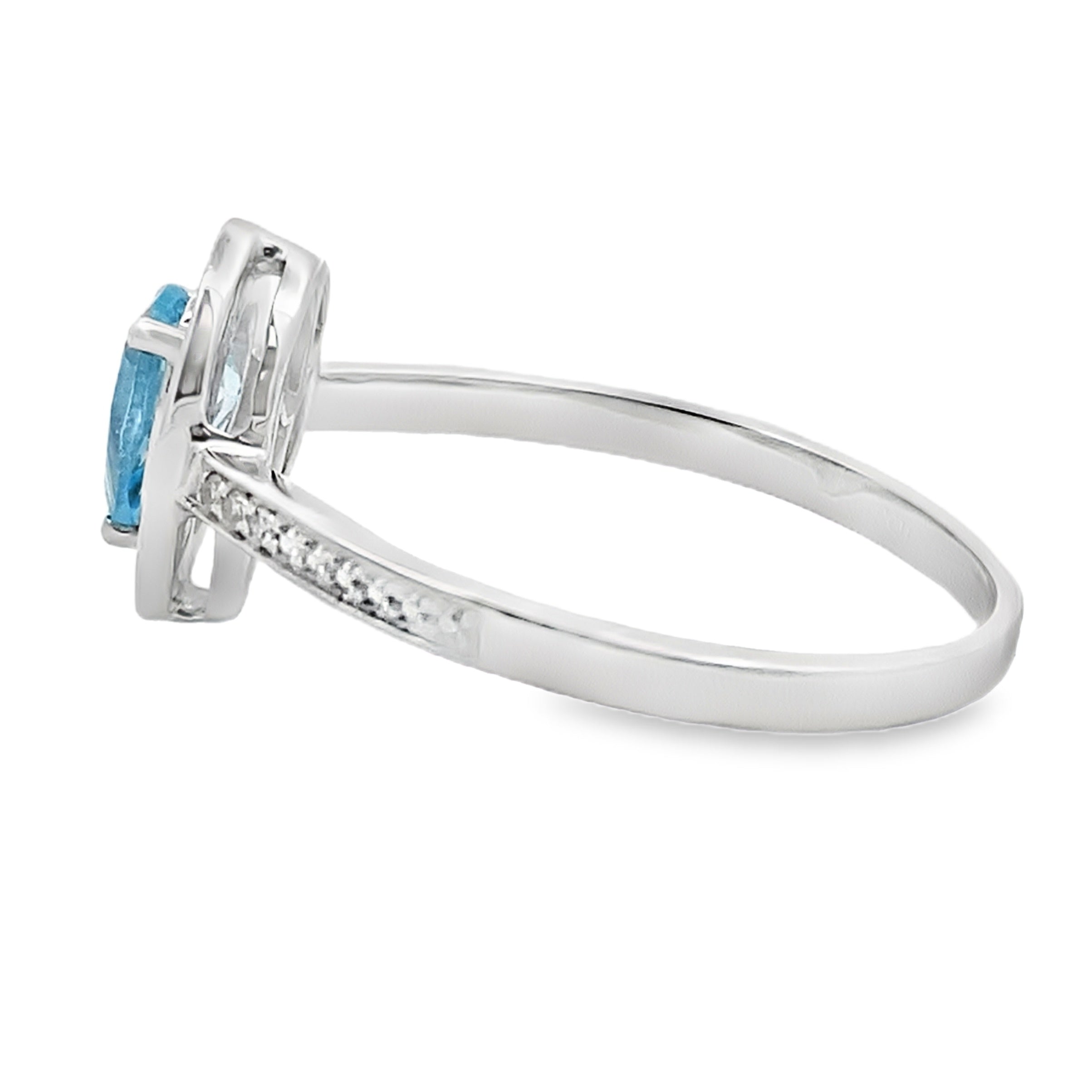 Natural .54ct Blue Topaz Diamond Ring 10KT White Gold by Bids.com