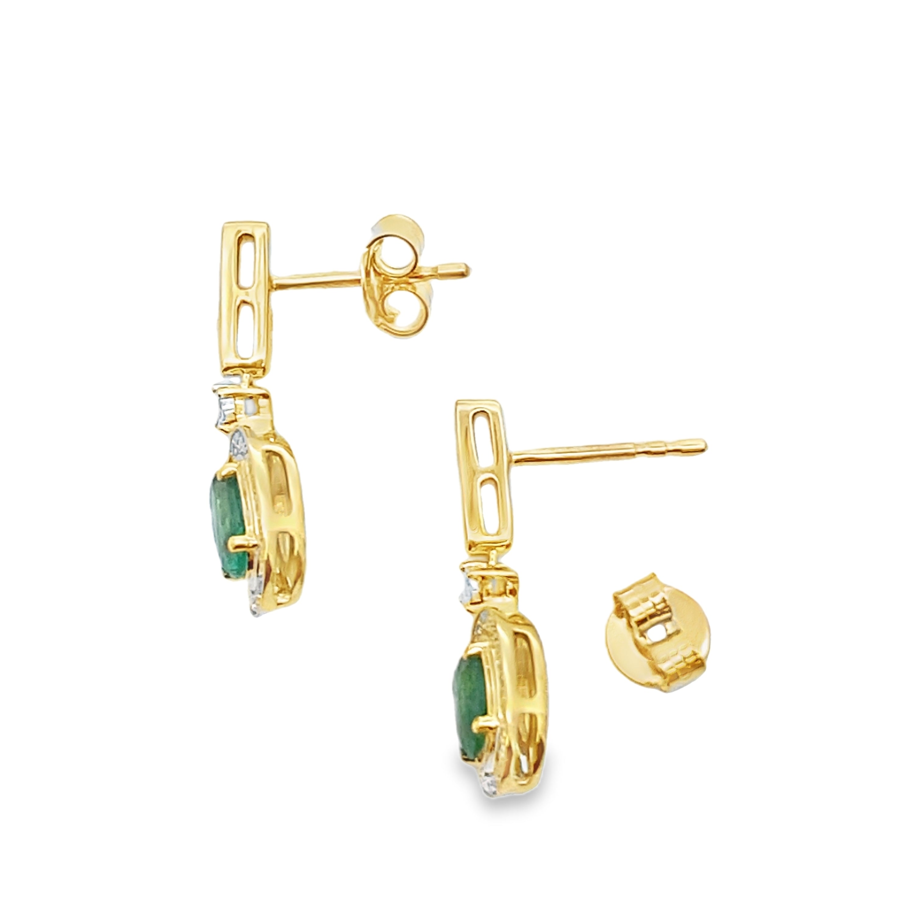 .95ct Emerald Diamond Dangle Earrings 10KT Yellow Gold by Bids.com