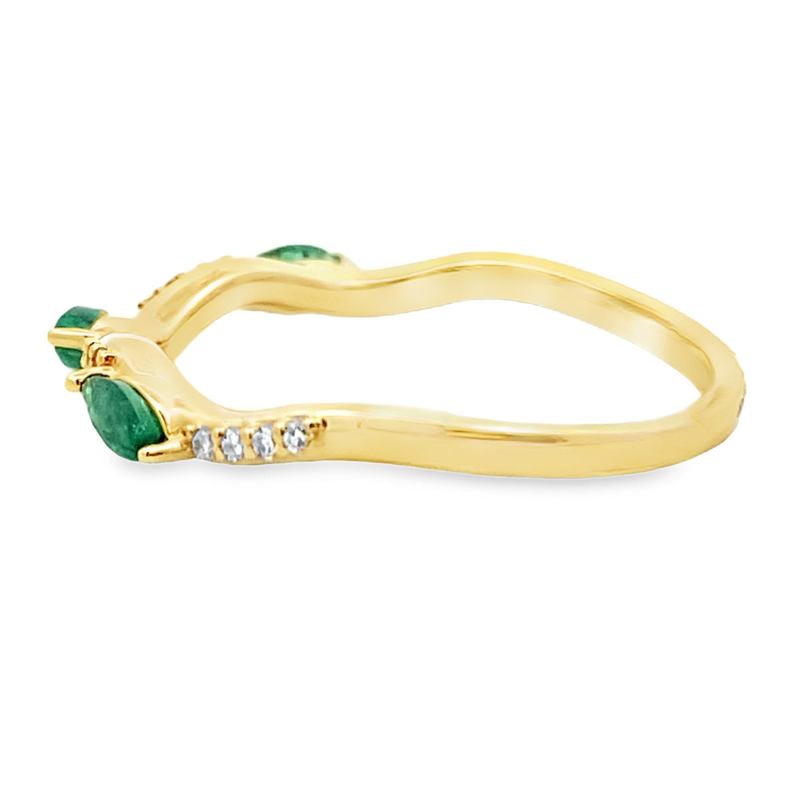 Emerald Diamond stackable band set 14KT Yellow Gold by Bids.com