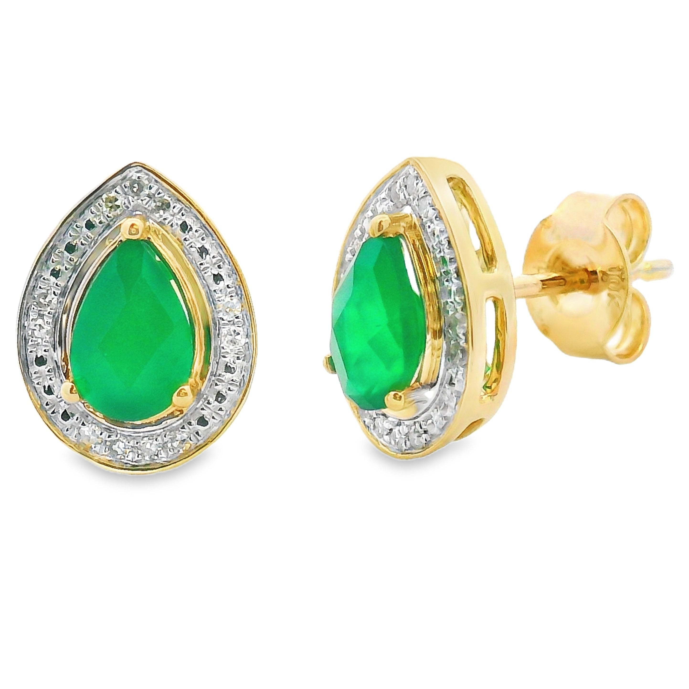 Chalcedony Diamond Dangle Earrings 10KT Yellow Gold by Bids.com