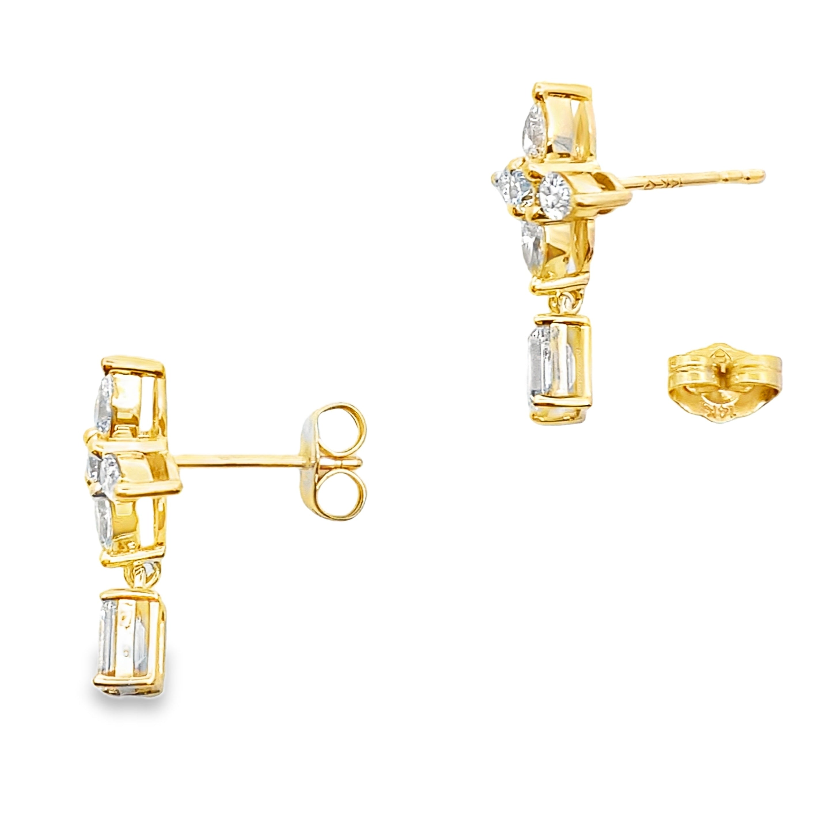 Lab Grown Diamond Dangle Earrings 14KT Yellow Gold by Bids.com