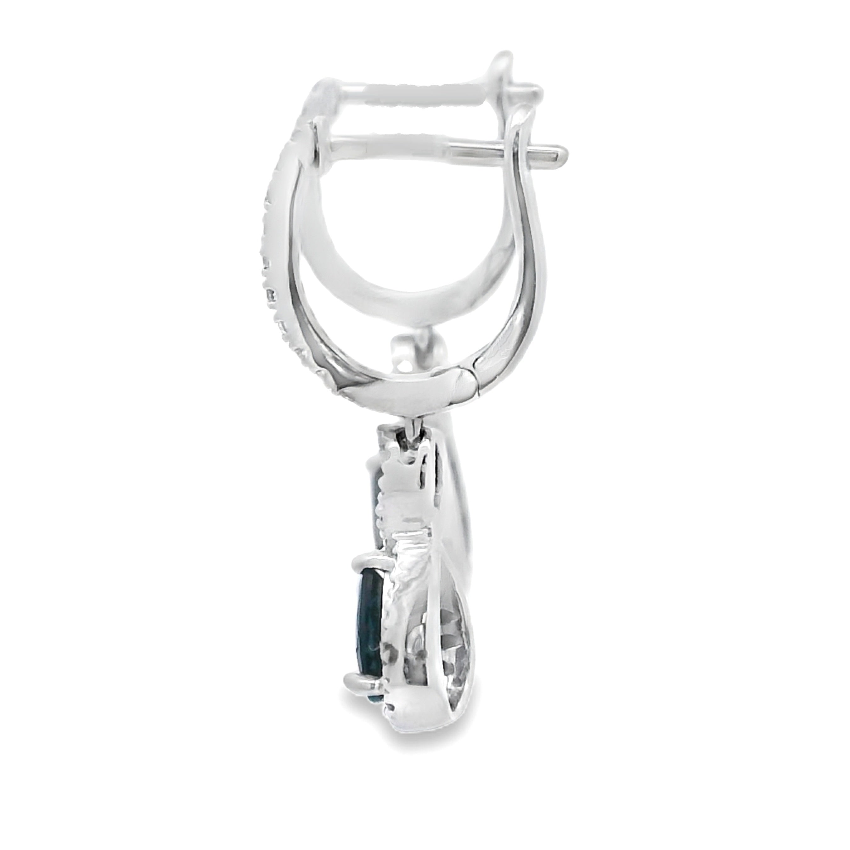 .80ct Sapphire Diamond Dangle Earrings 10KT White Gold by Bids.com