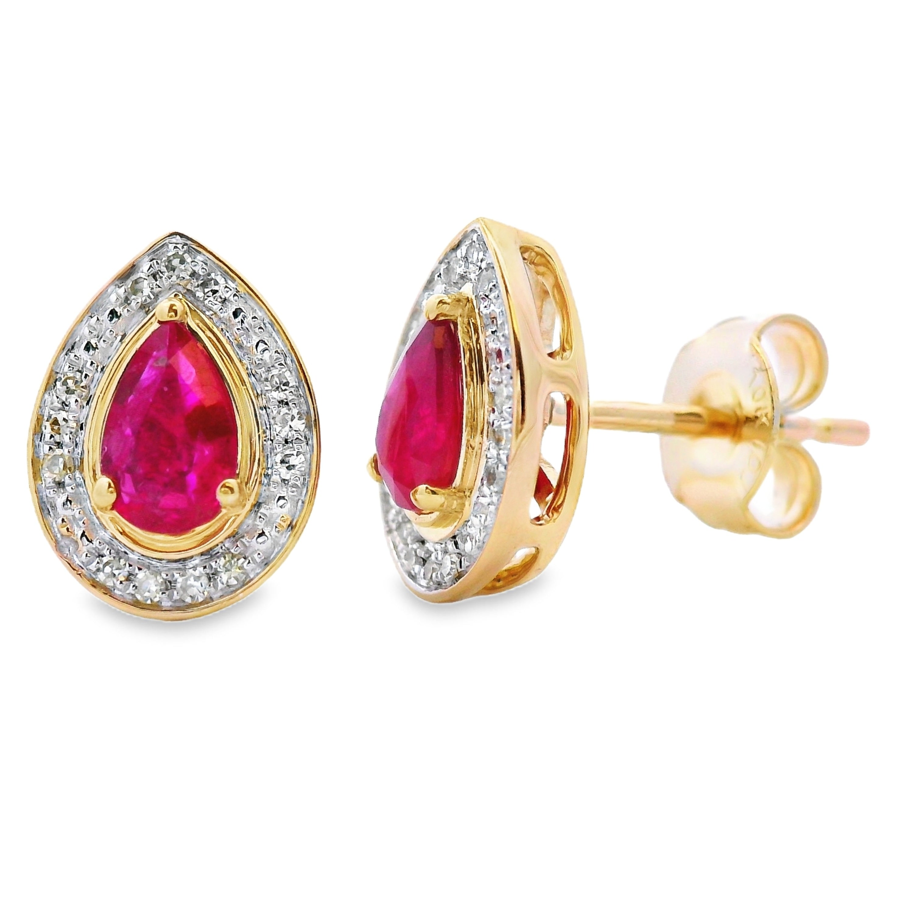 .58ct Ruby Diamond Stud Earrings 10KT Yellow Gold by Bids.com
