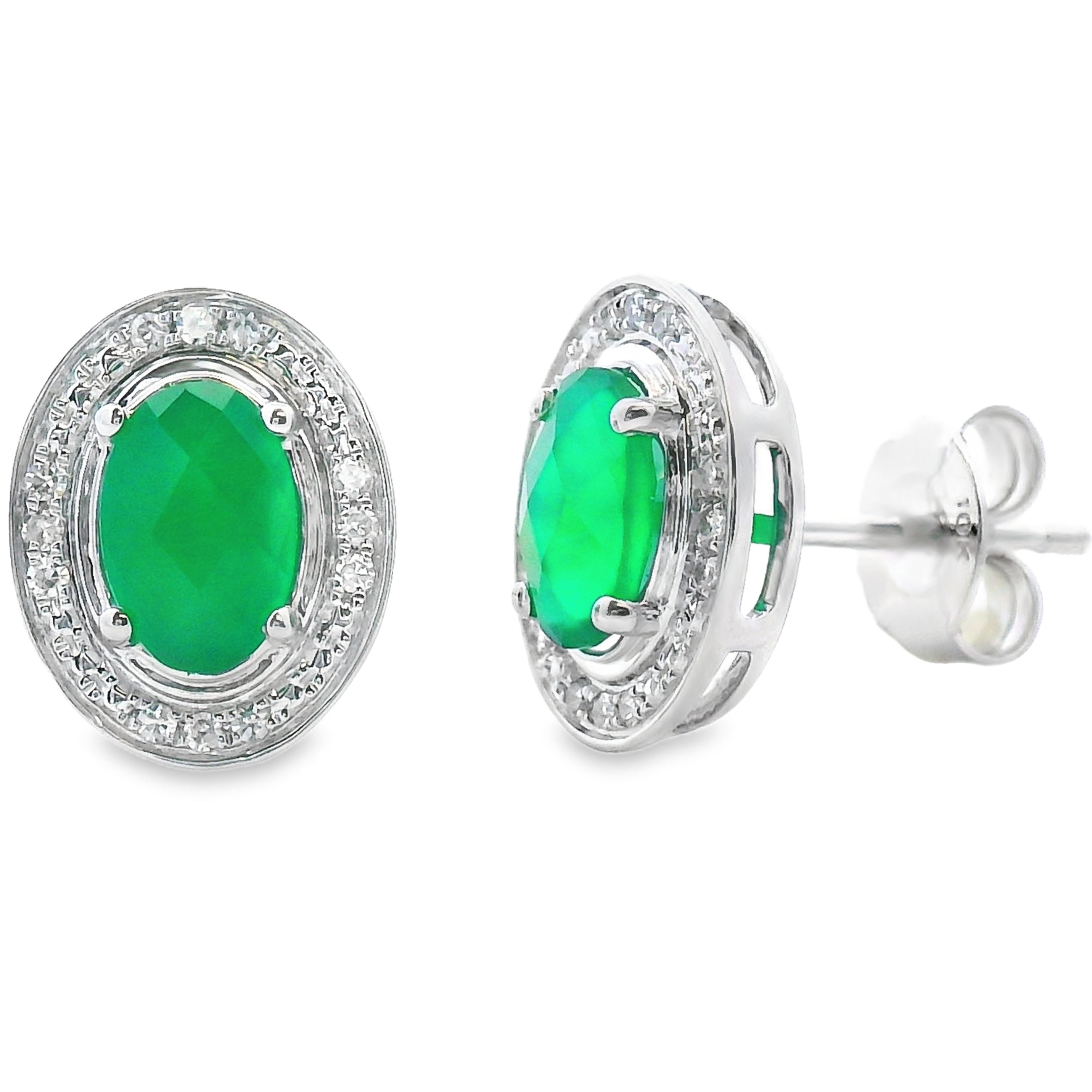 1.12ct Chalcedony Diamond Earrings 10KT White Gold by Bids.com