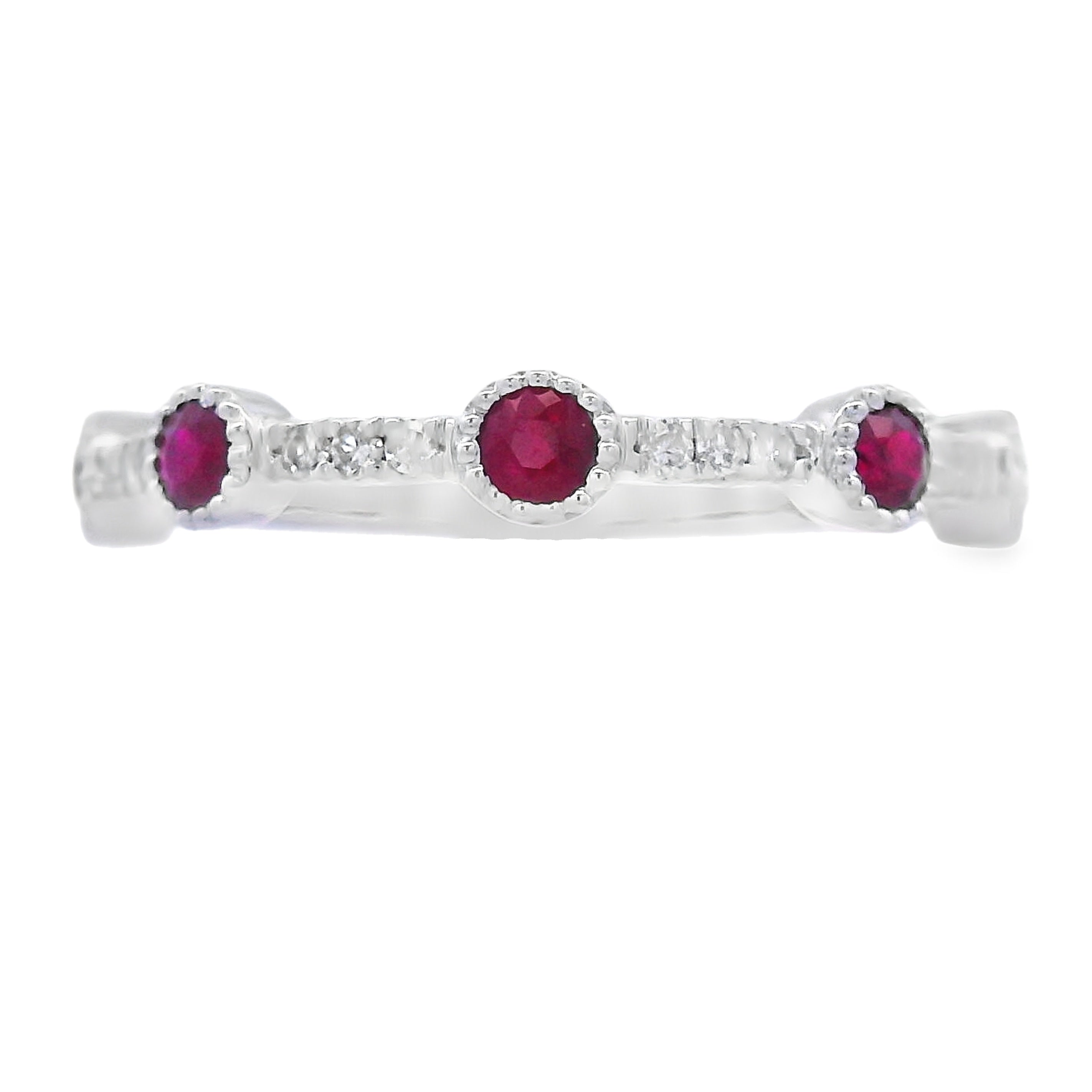 .46ct Ruby Diamond stackable band set 14KT White Gold by Bids.com
