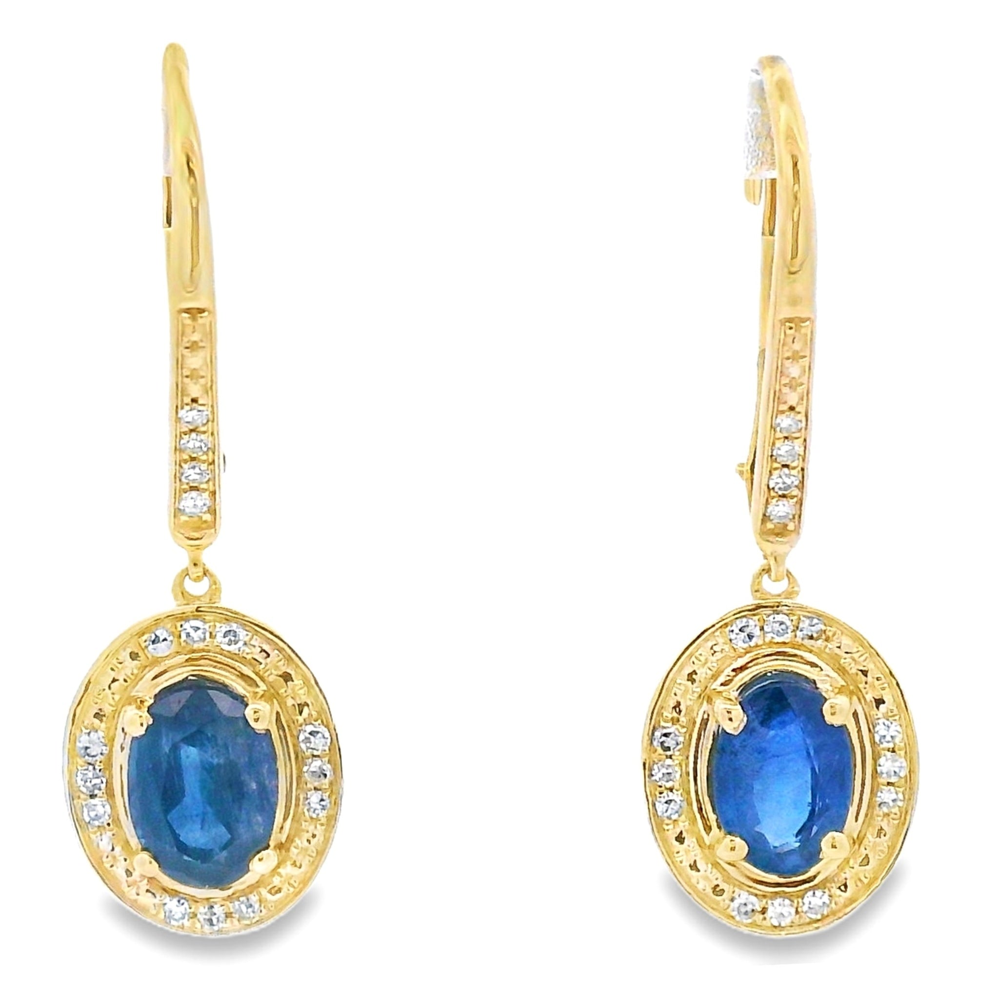 Sapphire Diamond Dangle Earrings 10KT Yellow Gold by Bids.com