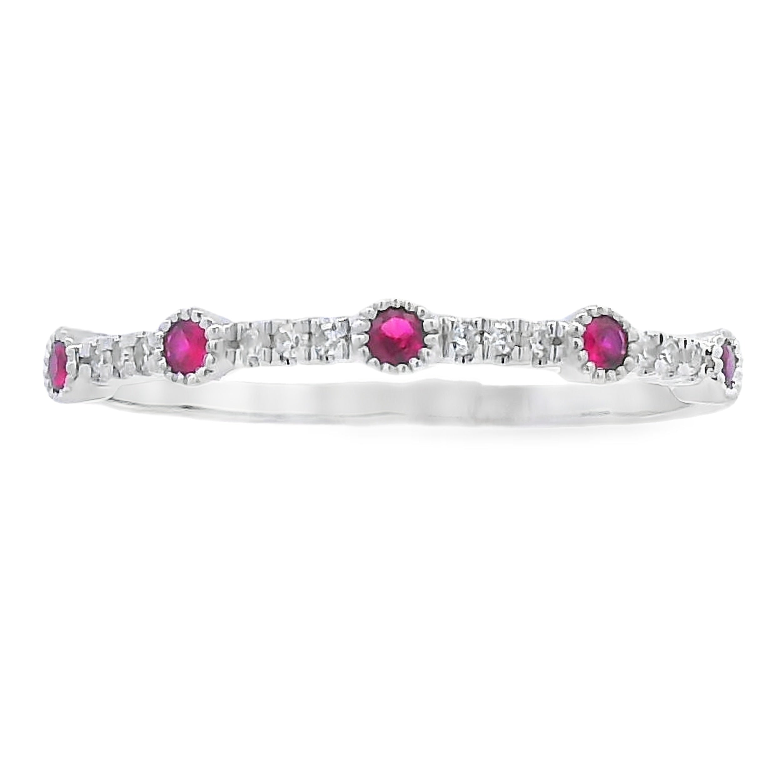 .16ct Ruby Diamond stackable band set 14KT White Gold by Bids.com