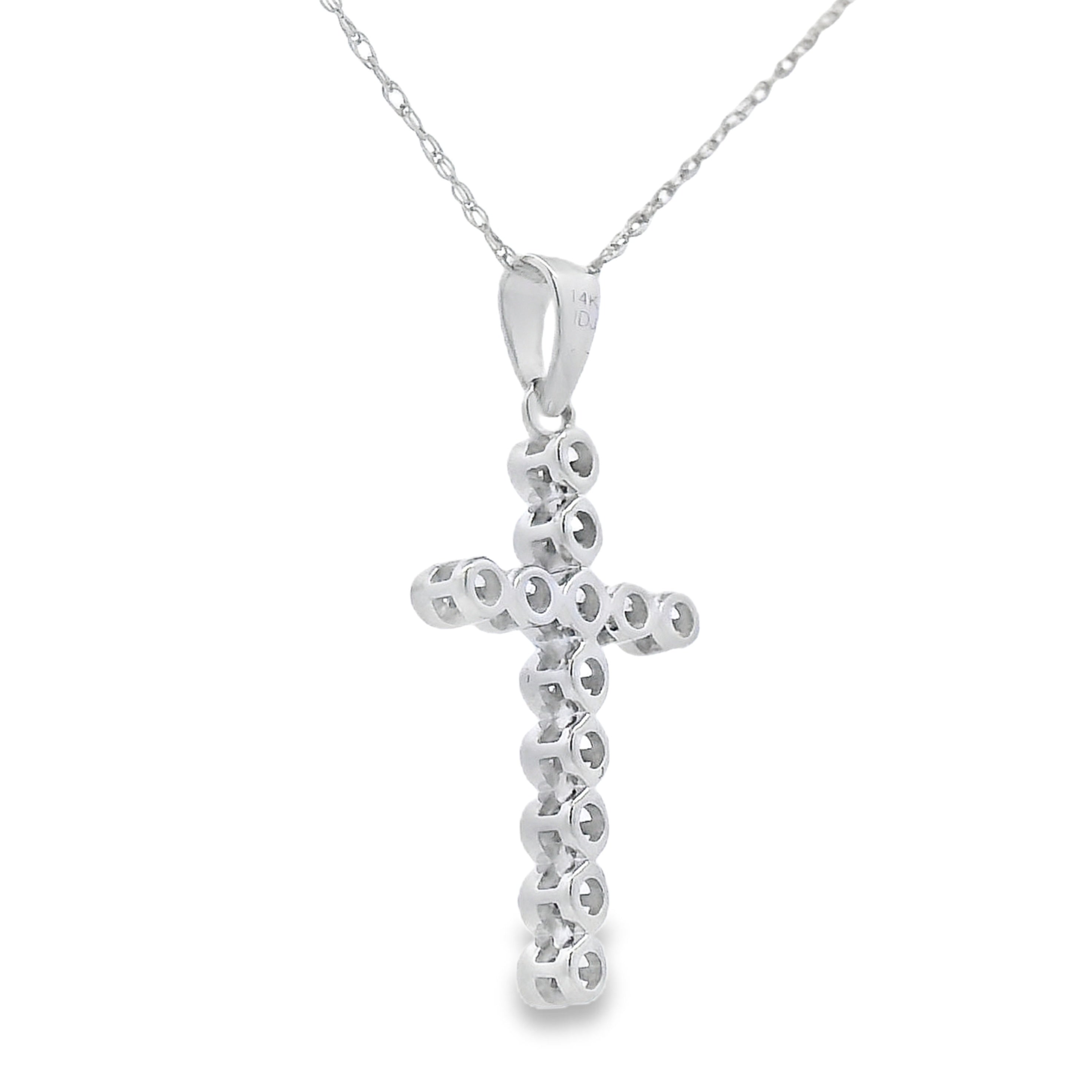 .12ct Diamond Cross Religious Pendant 14KT White Gold by Bids.com