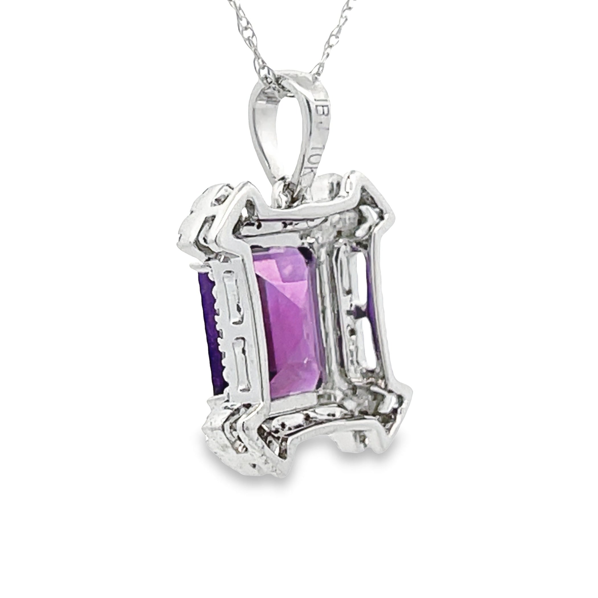 Amethyst Diamond Fashion Pendants 10KT White Gold by Bids.com