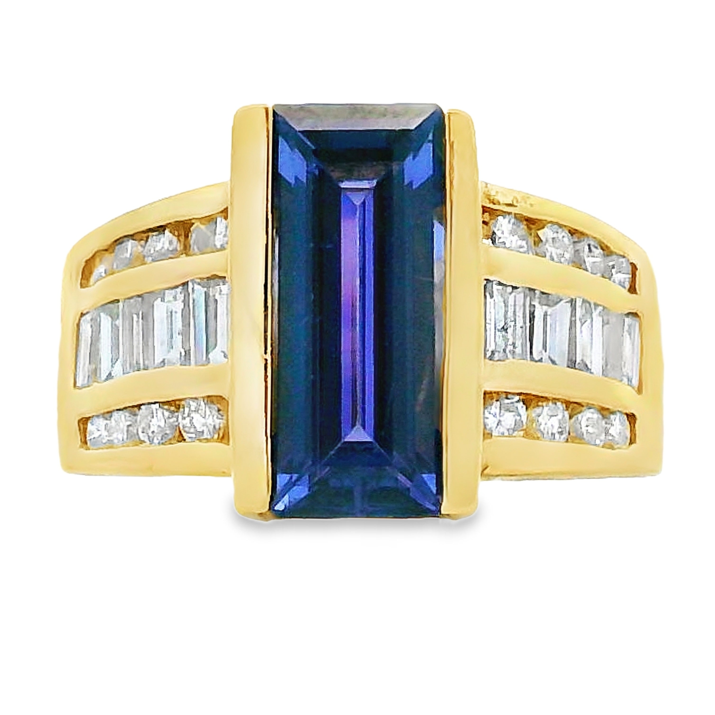 Natural .80ct Tanzanite Diamond Ring 18KT Yellow Gold by Bids.com