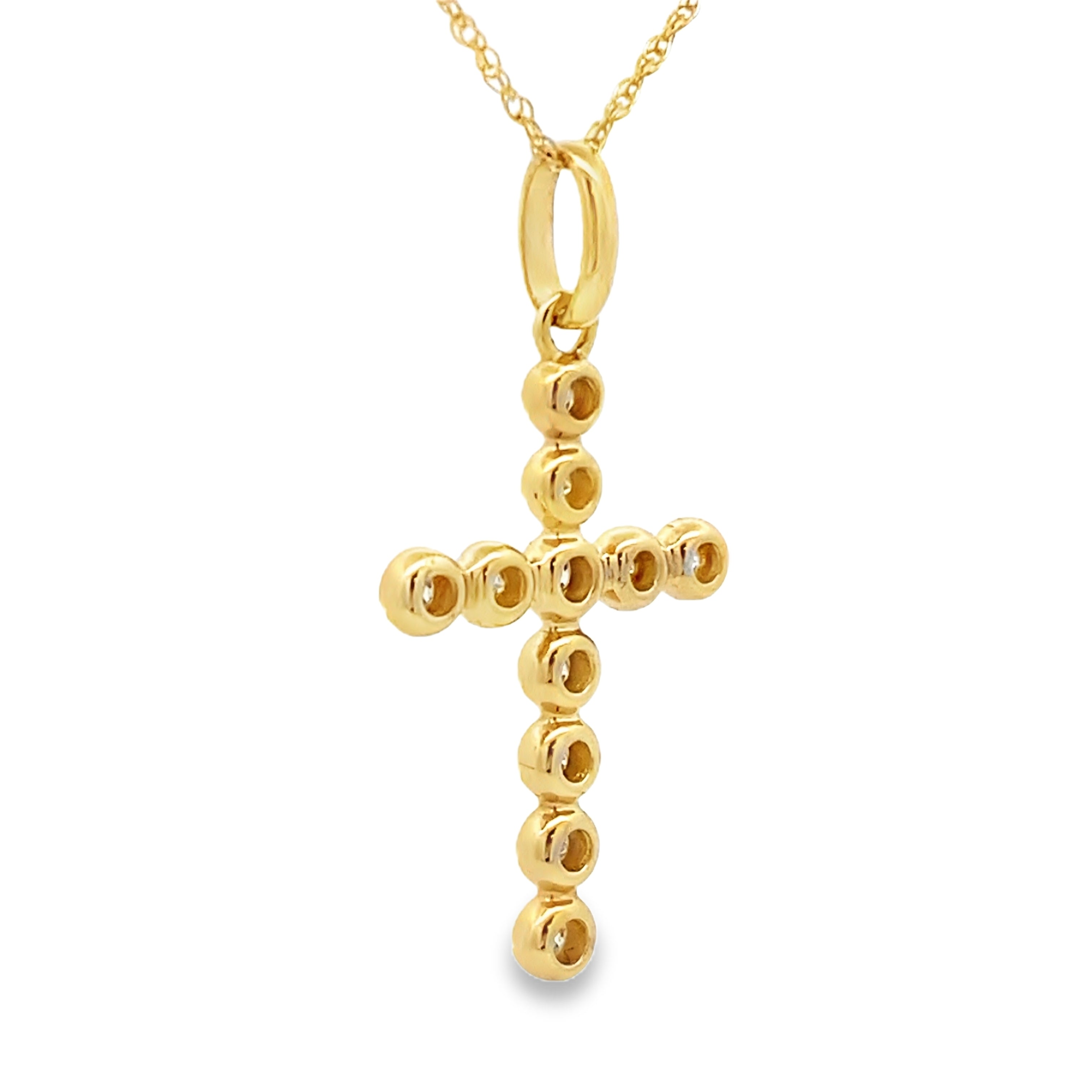 .20ct Diamond Cross Religious Pendant 14KT Yellow Gold by Bids.com