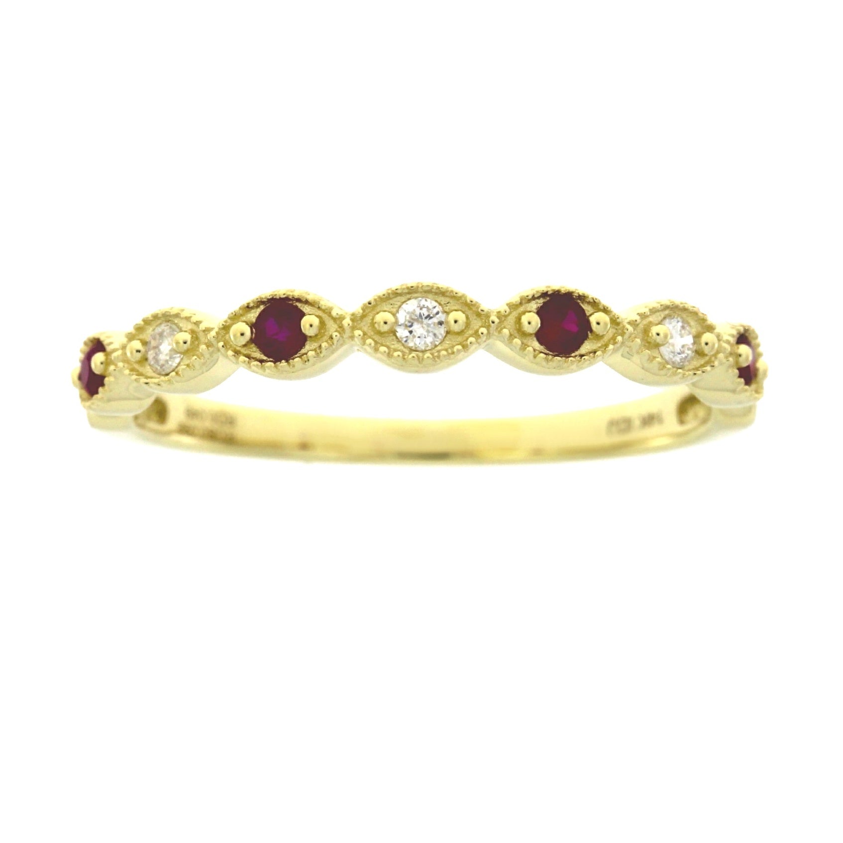 .15ct Ruby Diamond Wedding Band Ring 14KT Yellow Gold by Bids.com