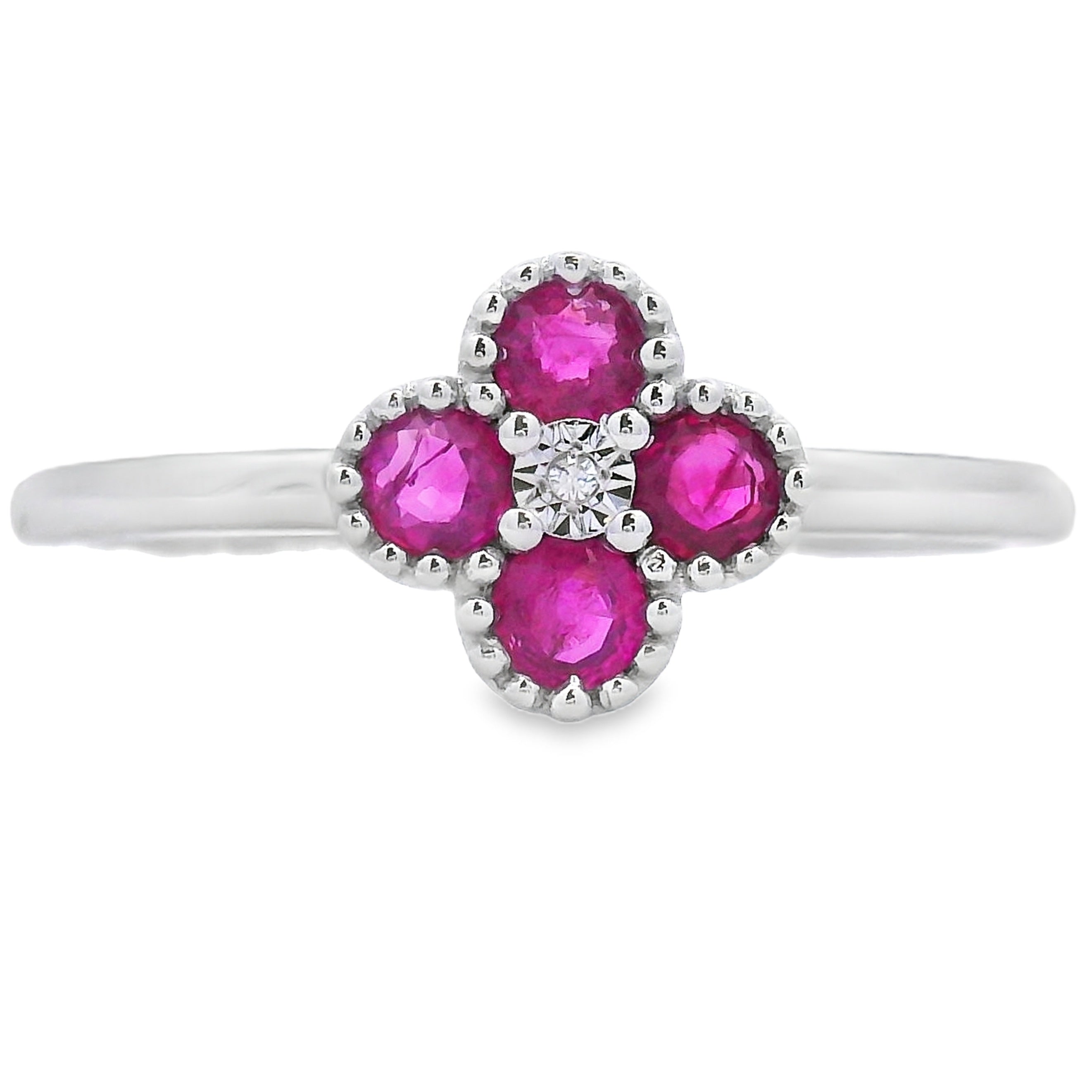 Natural .20ct Ruby Diamond Ring 10KT White Gold by Bids.com