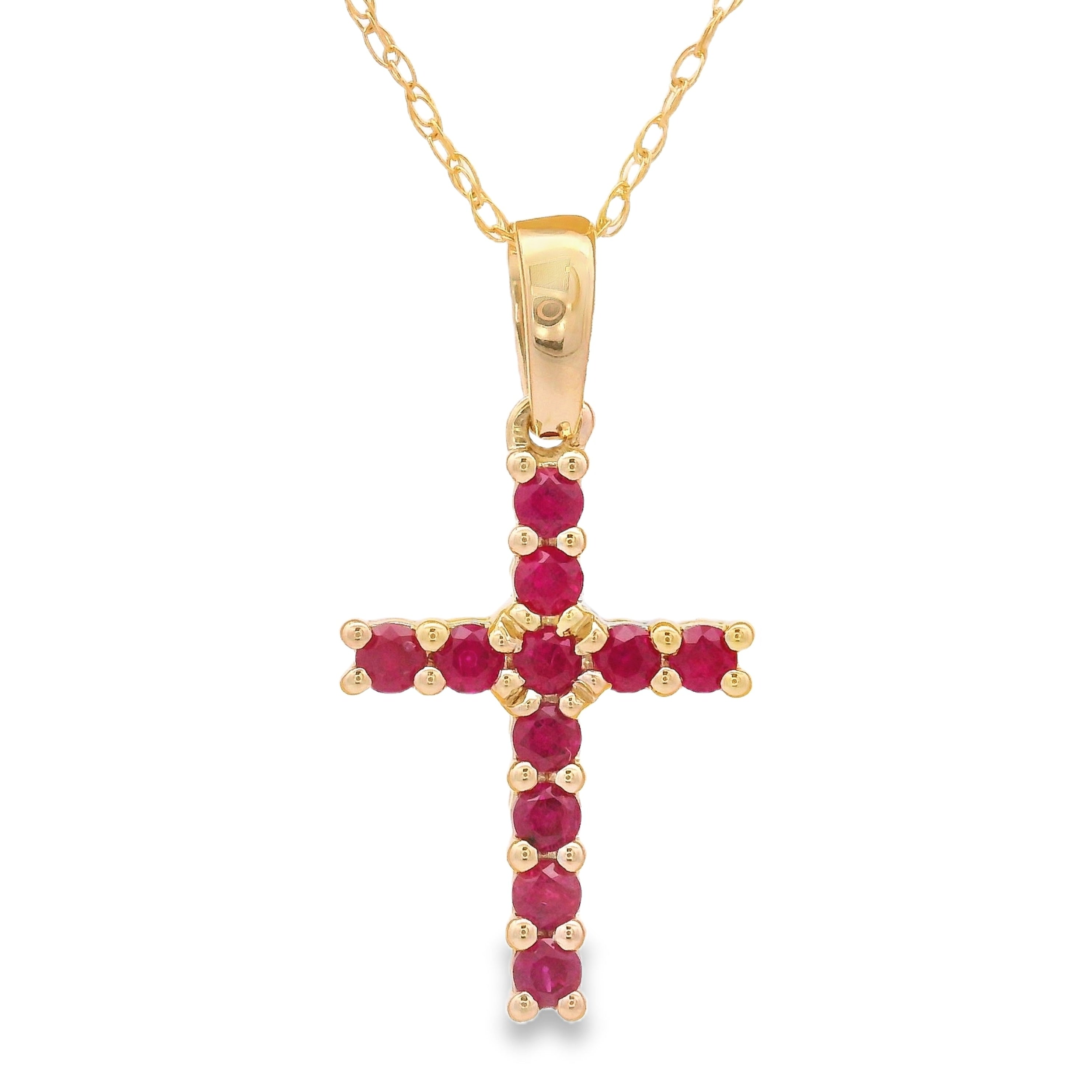 .29ct Ruby Cross Religious Pendant 14KT Yellow Gold by Bids.com