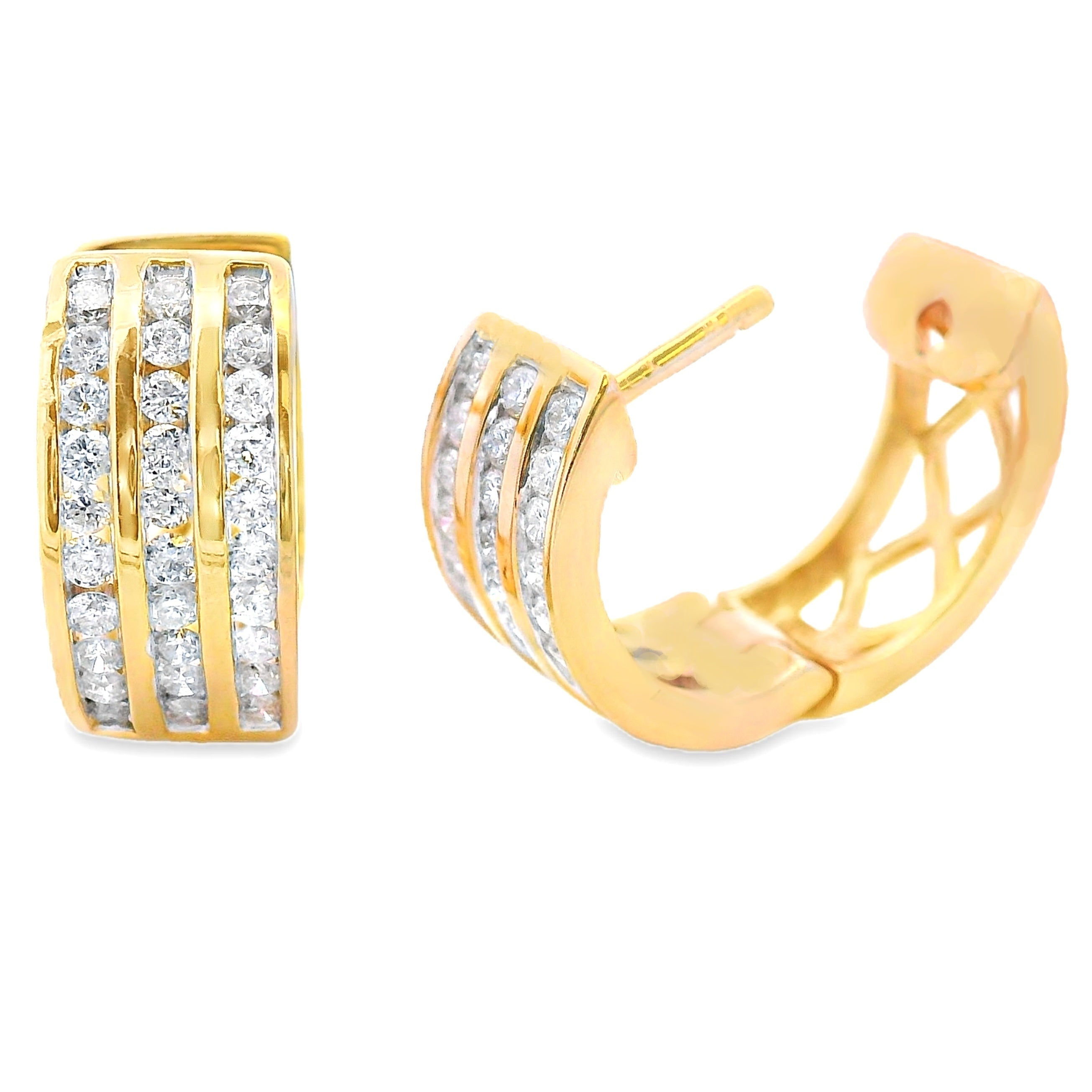Natural .50ct Diamond Hoop Earrings 14KT Yellow Gold by Bids.com