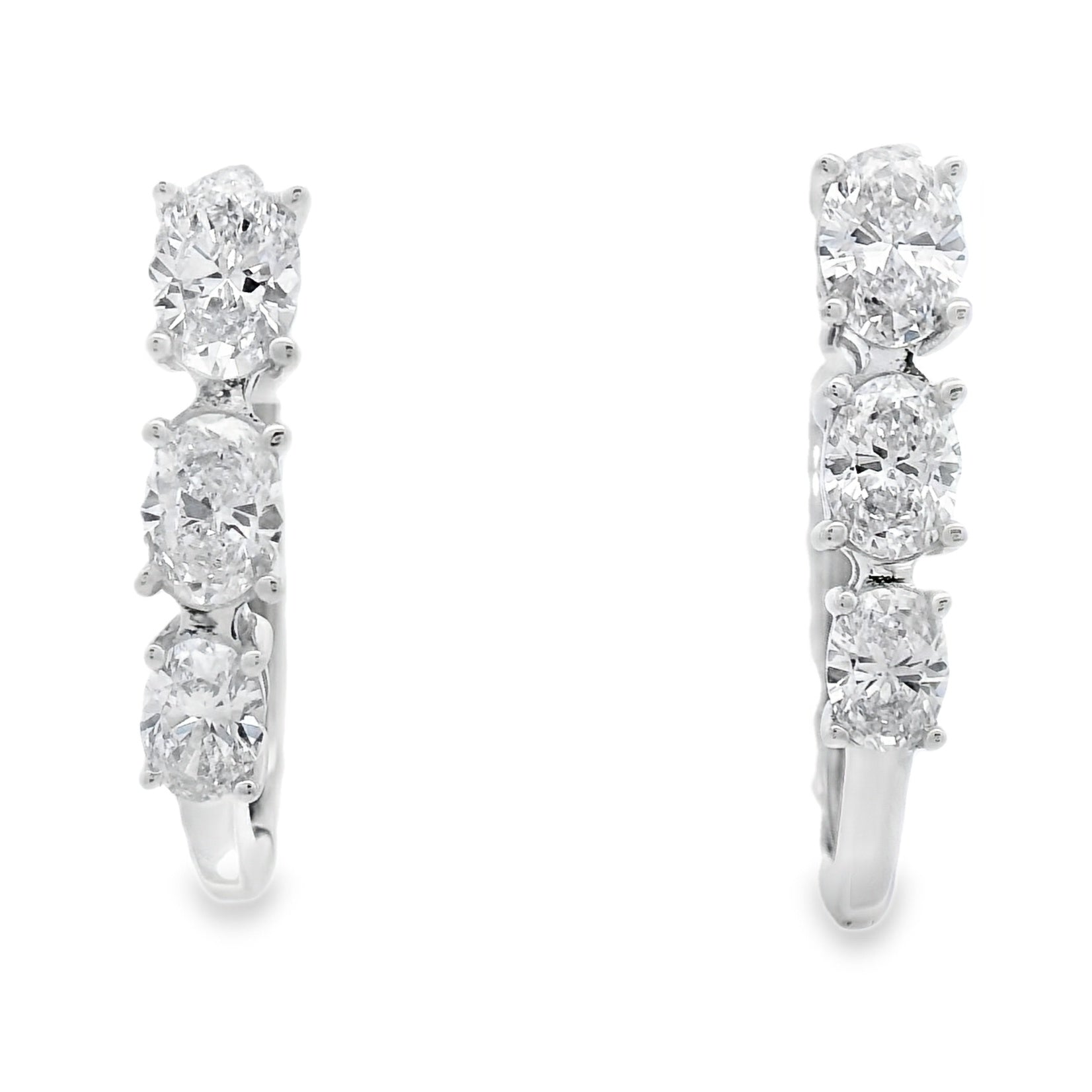 1.50ct Lab Grown Diamond Hoop Earrings 14KT White Gold by Bids.com