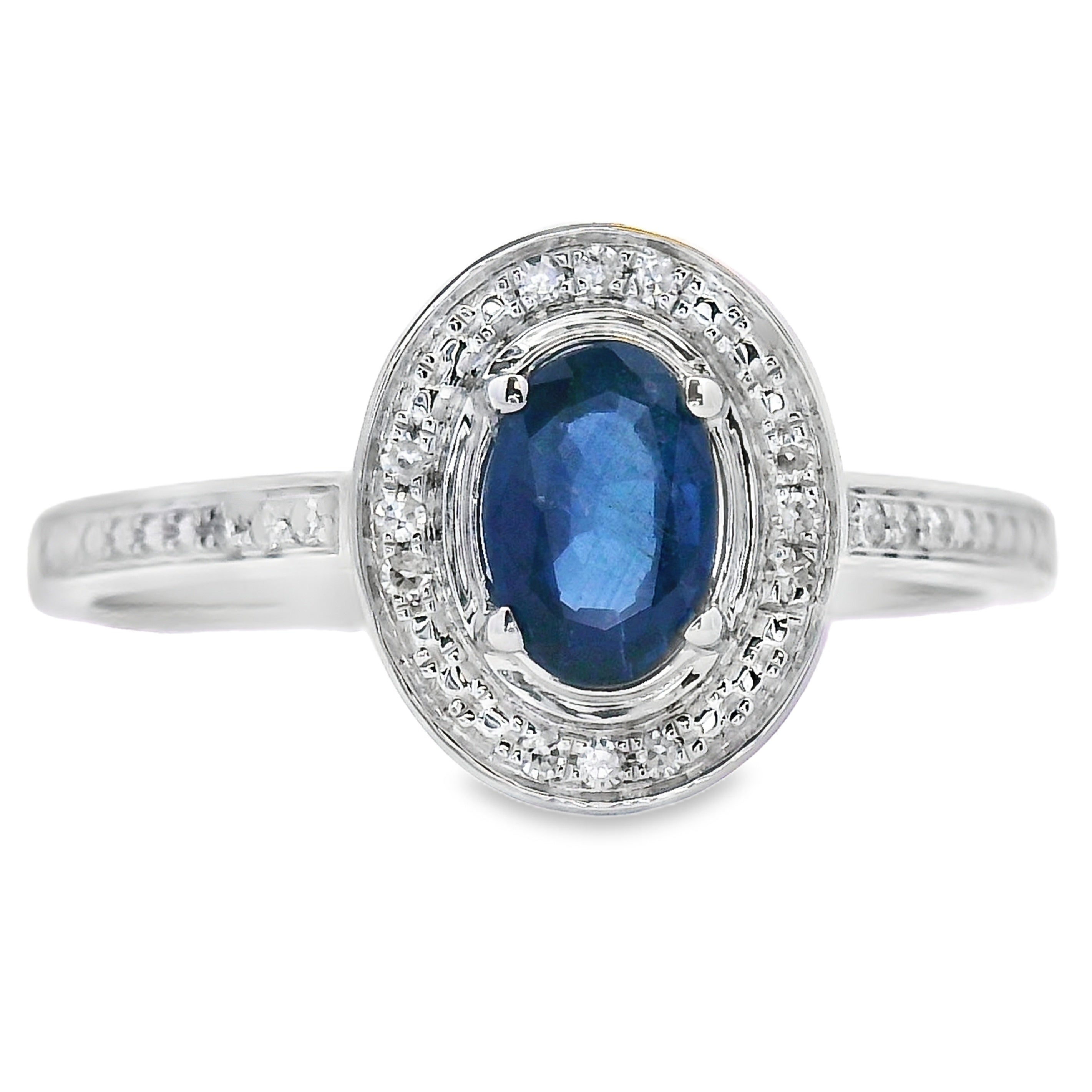Genuine .67ct Sapphire Diamond Ring 10KT White Gold by Bids.com