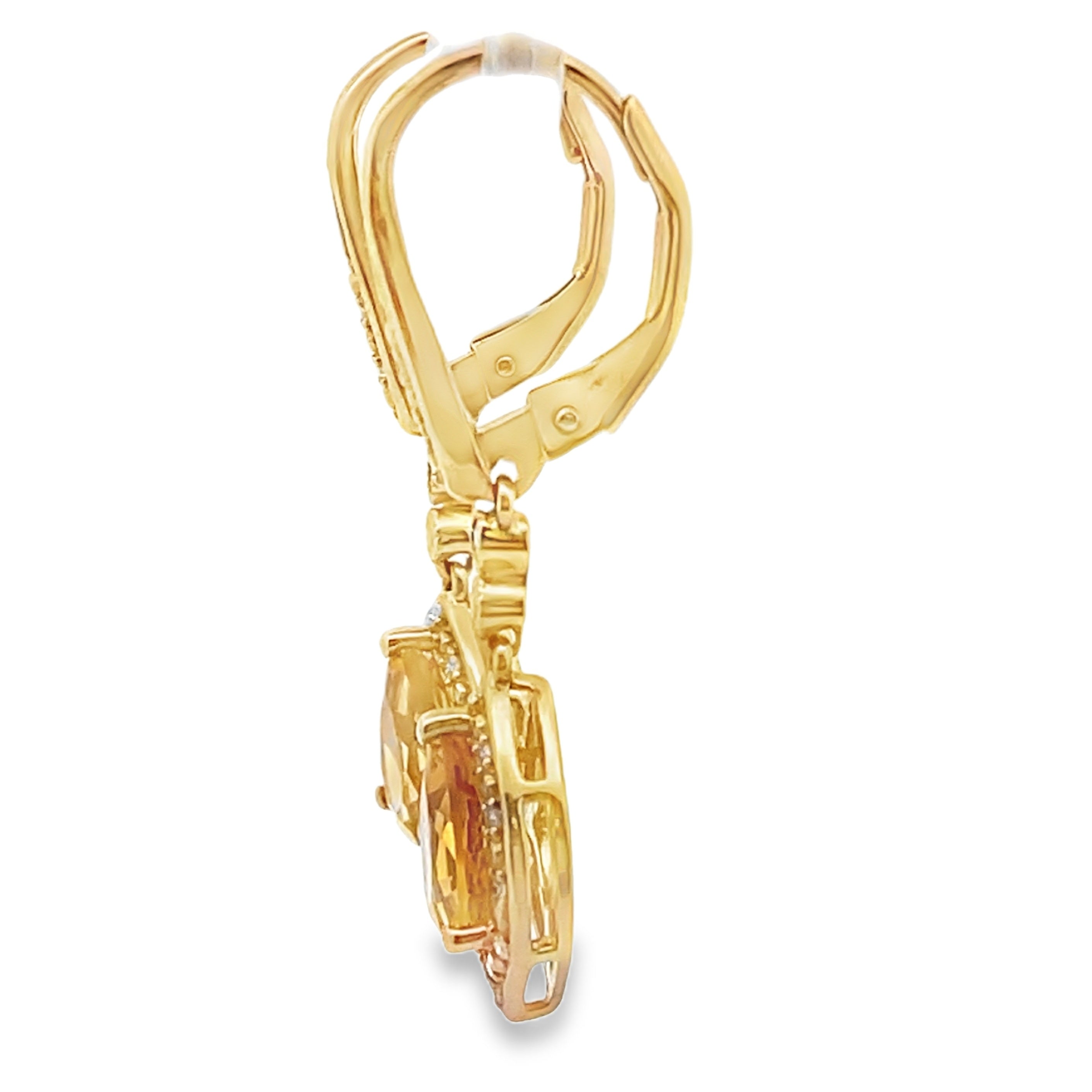 1.88ct Citrine Diamond Dangle Earrings 10KT Yellow Gold by Bids.com