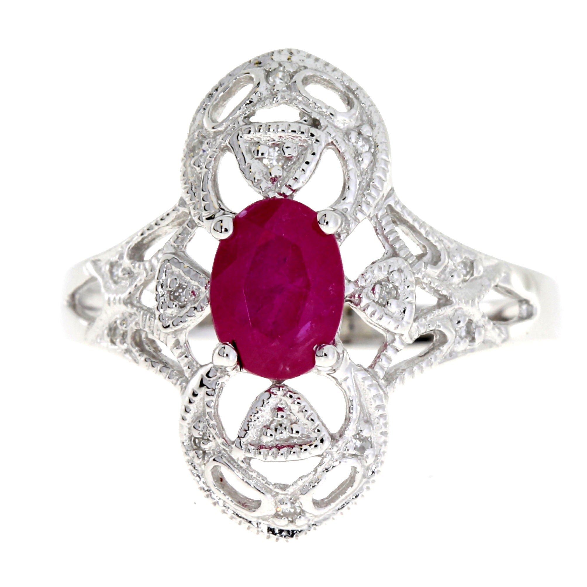 Natural 1.05ct Ruby Diamond Ring 10KT White Gold by Bids.com