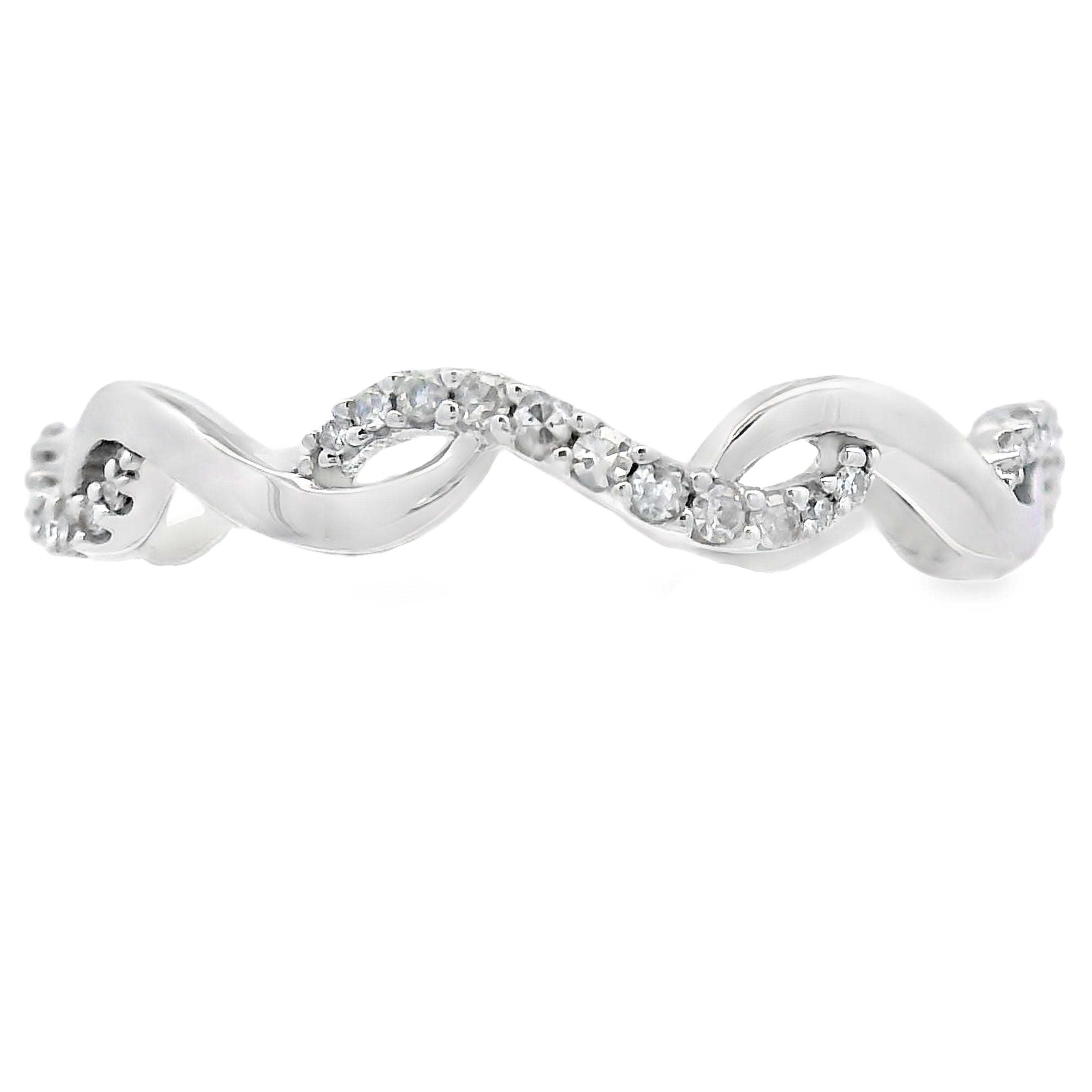 Genuine .17ct Diamond Wedding Band Ring 14KT White Gold by Bids.com