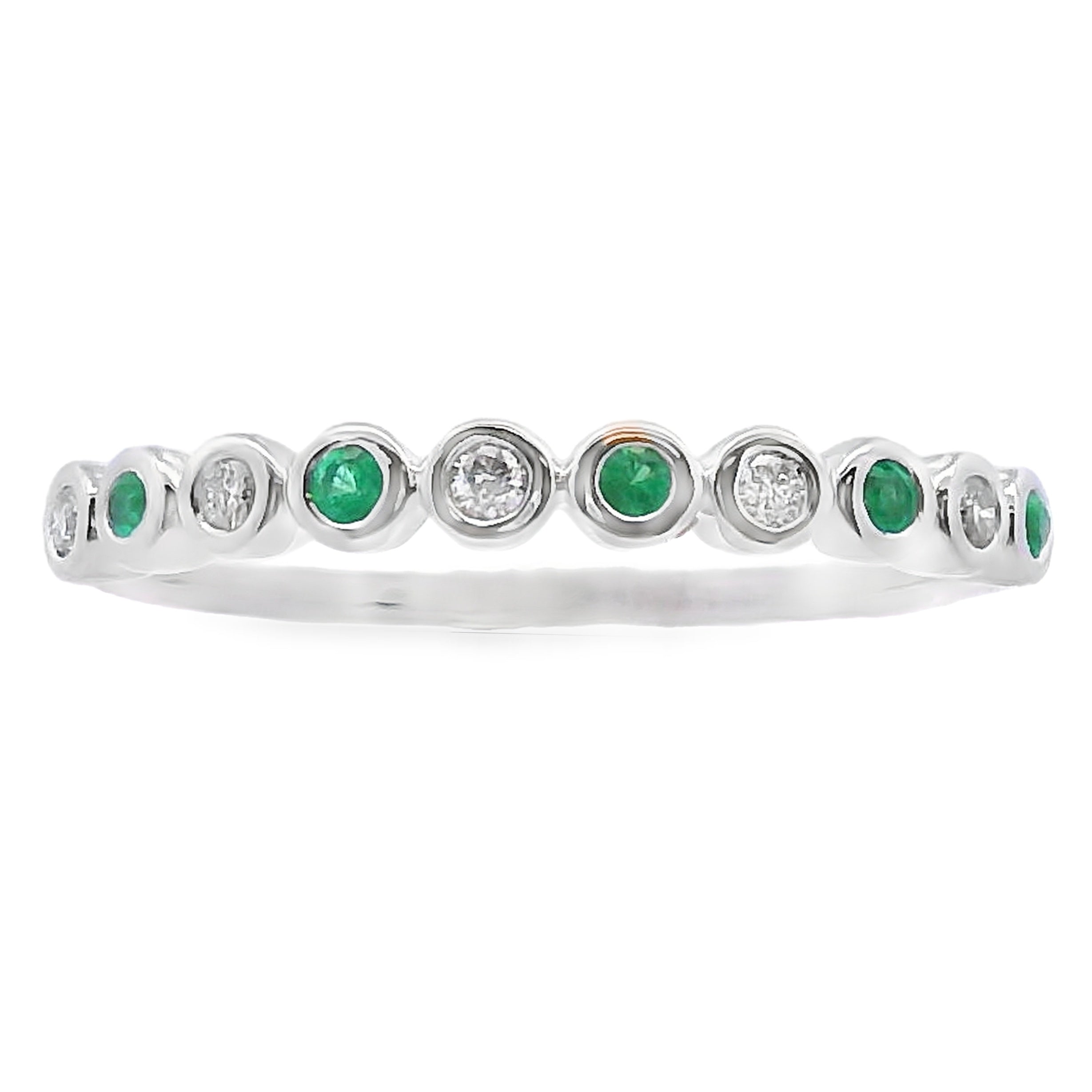 Emerald Diamond stackable band set 14KT White Gold by Bids.com