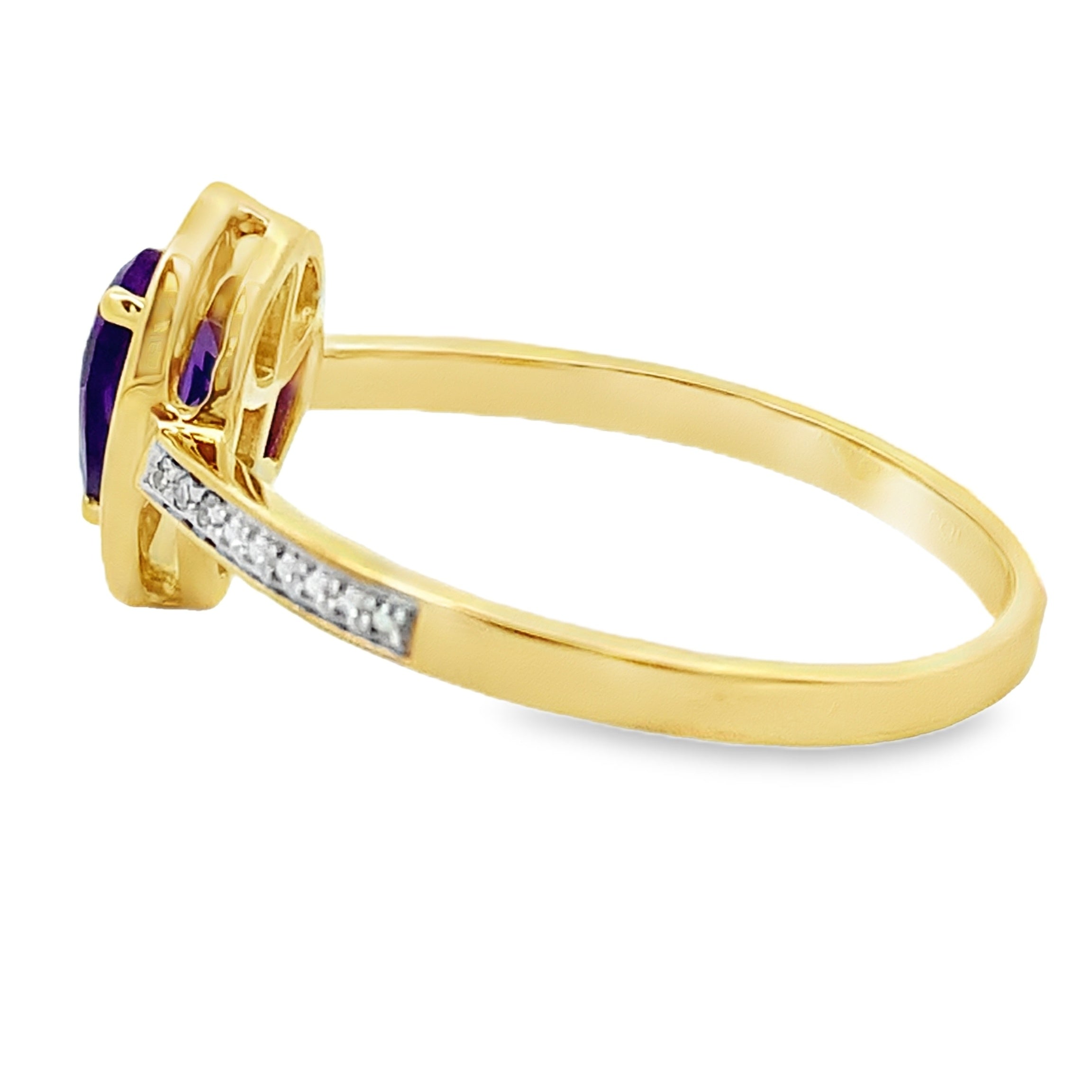 Genuine .42ct Amethyst Diamond Ring 10KT Yellow Gold by Bids.com