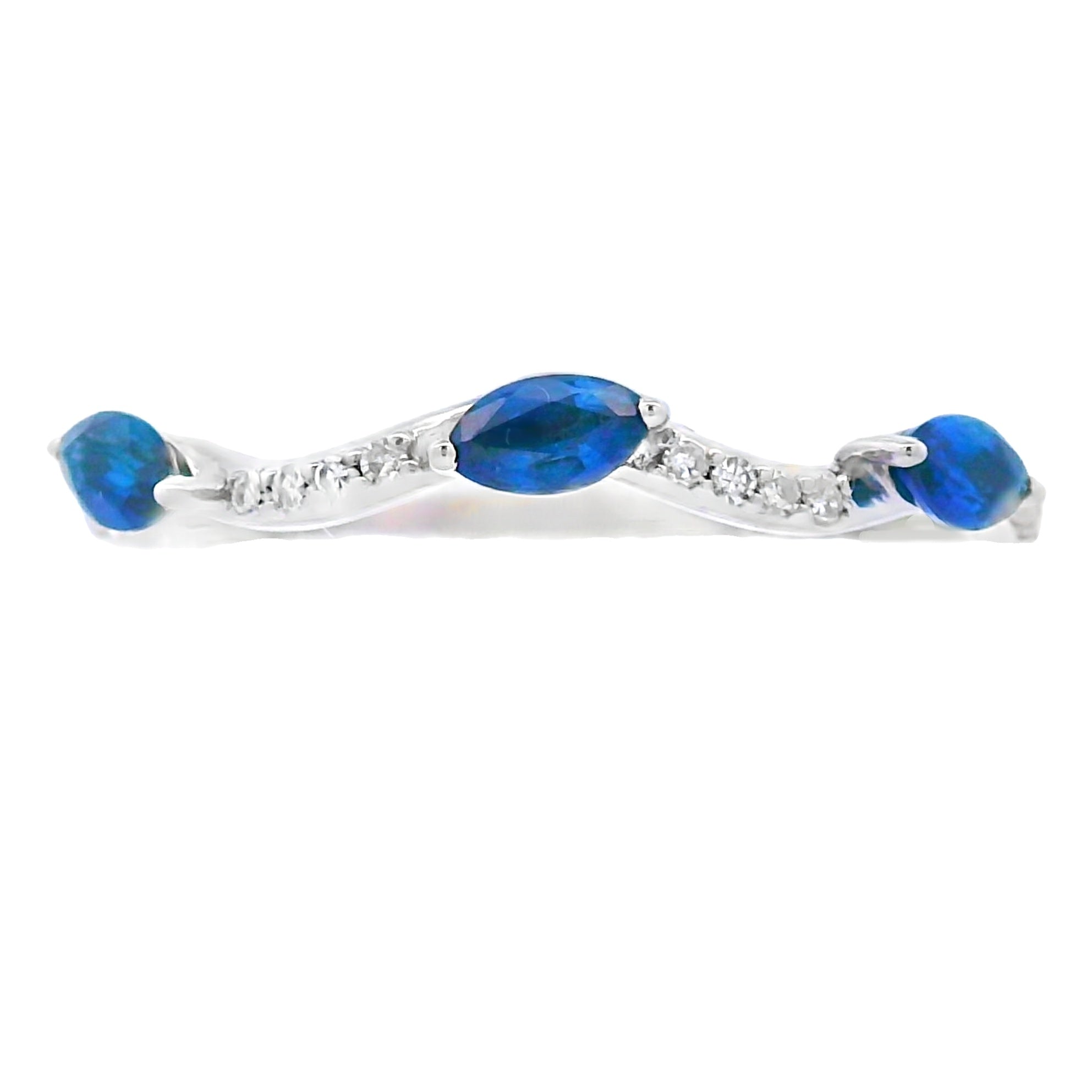 Sapphire Diamond stackable band set 14KT White Gold by Bids.com
